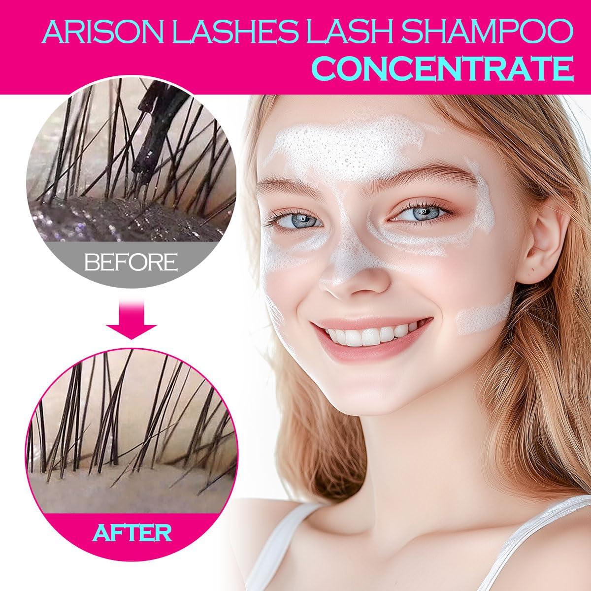 ARISON LASHES Lash Shampoo Concentrate for Lash Extensions 100ML Eyelash Cleanser Concentrate Oil-Free Eyelash Extension Shampoo with Salon Home Care(Unscente)