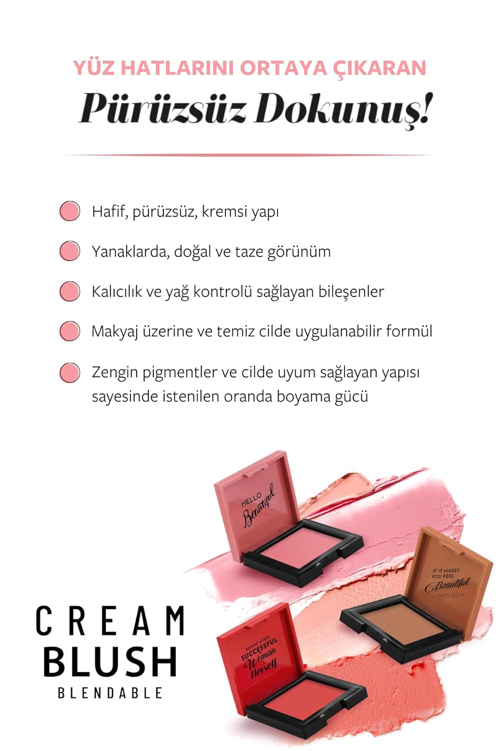Pastel Cream Blush 41 | Pink | Fresh | Healthy & Natural Look | Ligh Weighted Formula | Sebum Control Richly Pigmented | Easily Blendable | Long Lasting | Semi Matte | 0.18 oz.