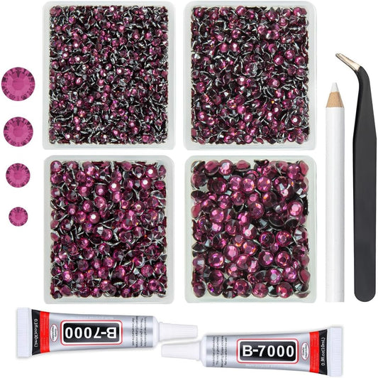 Wine Purple Crystal Resin Rhinestones w B7000 Jewelry Glue for Bedazzling Crafting 3mm-6mm Wine Red Flatback Stones Diamonds Crystals Gems for Nails Face Eyes Makeup Tumbler Bottles DIY Crafts