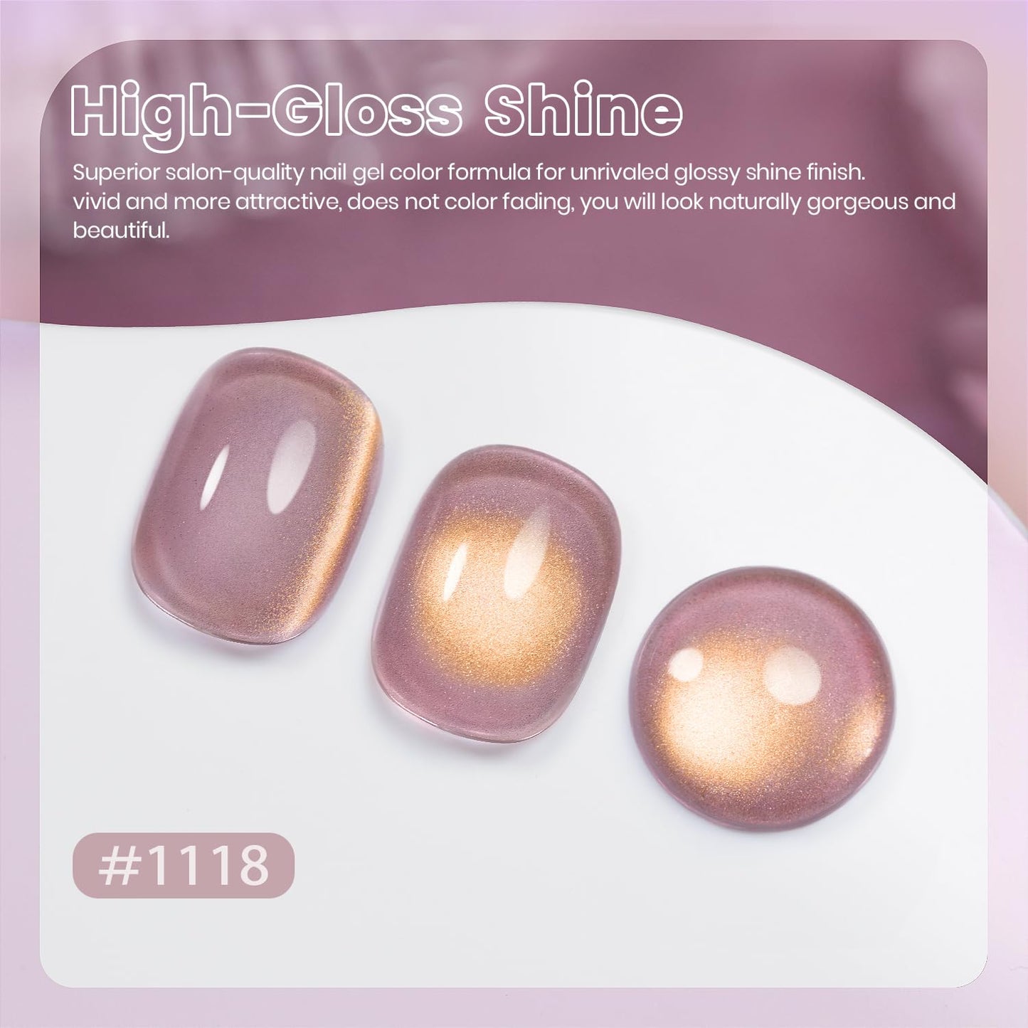 RARJSM Ice Glass Cat Eye Gel Nail Polish Light Dark Violet Purple Gold Velvet Cateye Glitter Translucent Sheer Color Gel Polish with Magnet Stick 15ml UV LED Curing Requires Soak Off Home Salon