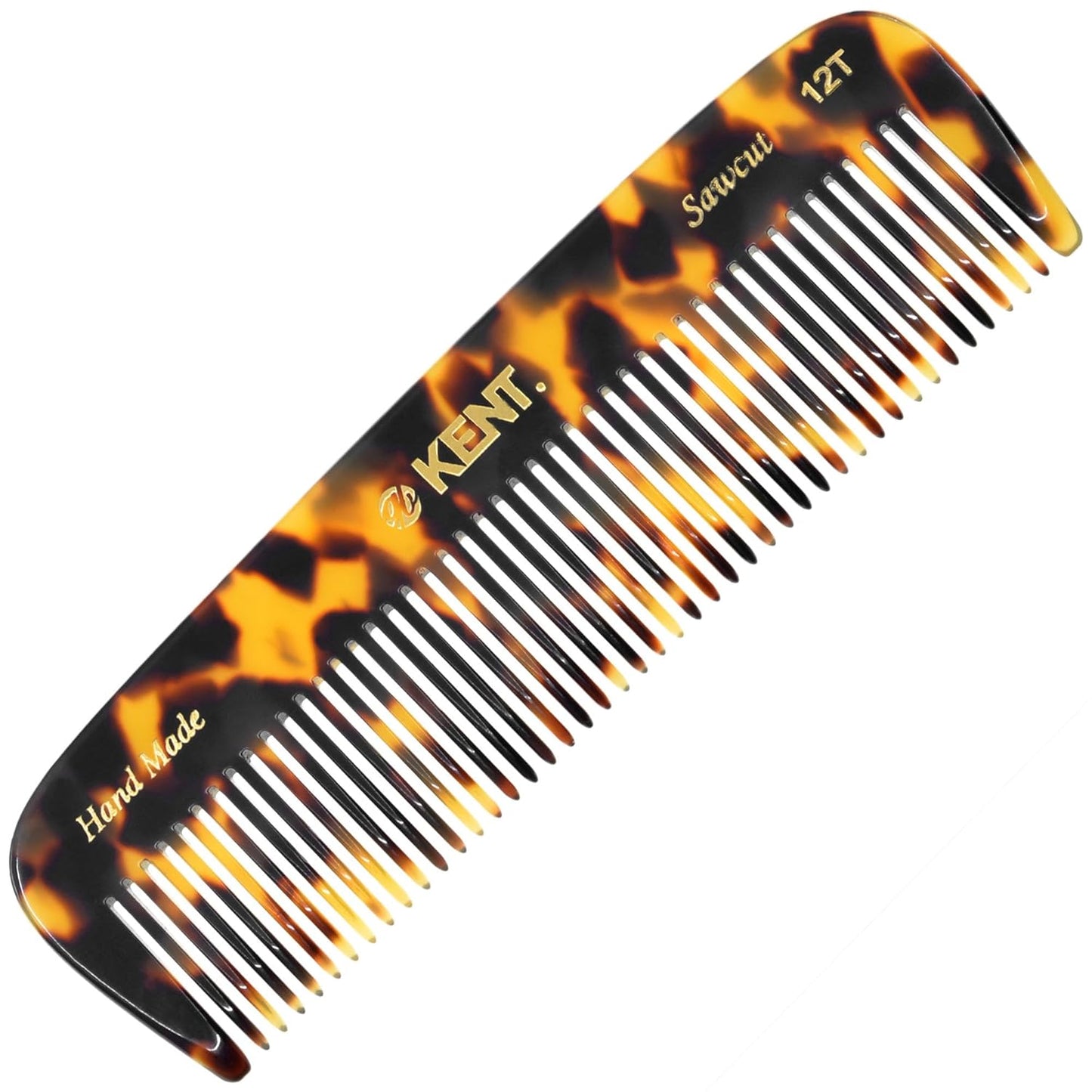 Kent 12T TY Pocket Comb - Handmade Wide Tooth Hair Comb for Men, Women, and Kids - Travel, Beard, and Mustache Comb - Saw Cut and Hand Polished Made in England
