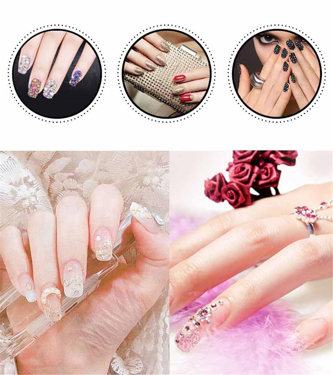 1440 Pcs SS20 5mm Flatback Rhinestones for Nails Art Crafts Glitter Round Shine Gems AB Crystals DIY Clothes Shoes （Light RoseRed AB）