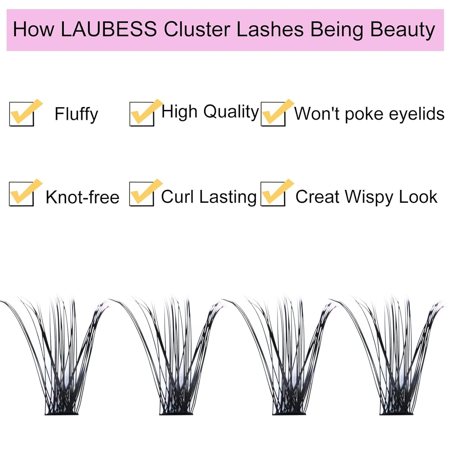 Lash Clusters LAUBESS Individual Lashes Waterproof Eyelash Clusters Mixed Tray Cluster Eyelash Extensions Soft Cluster Lashes for Beginners(40D-D-10)
