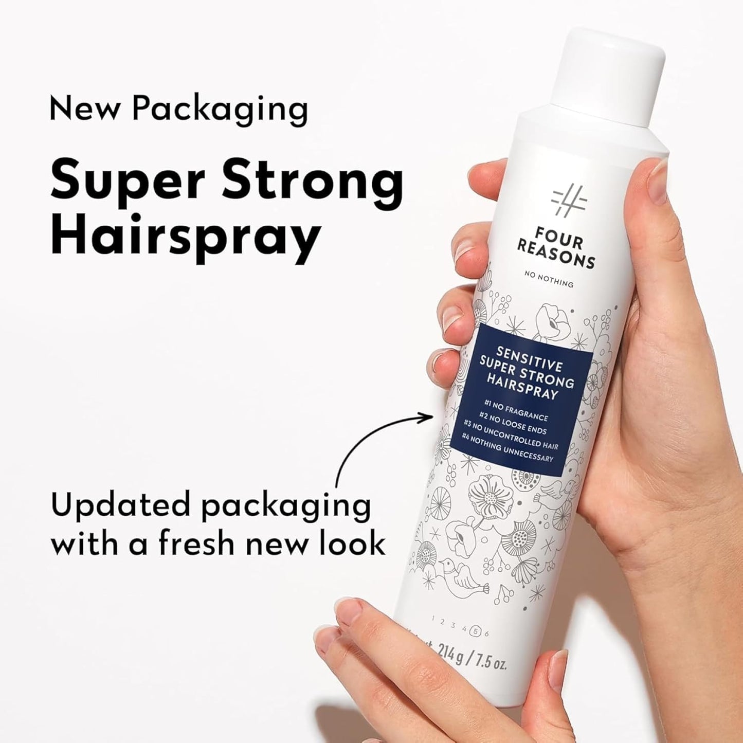 No Nothing Sensitive Extra Hold Hairspray, Unscented Finishing Spray for Styling, Wind & Humidity Protection, Reduces Frizz & Split Ends, Flexible Brushable Hold, Hypoallergenic - 2 Pack (7.5 oz Each)