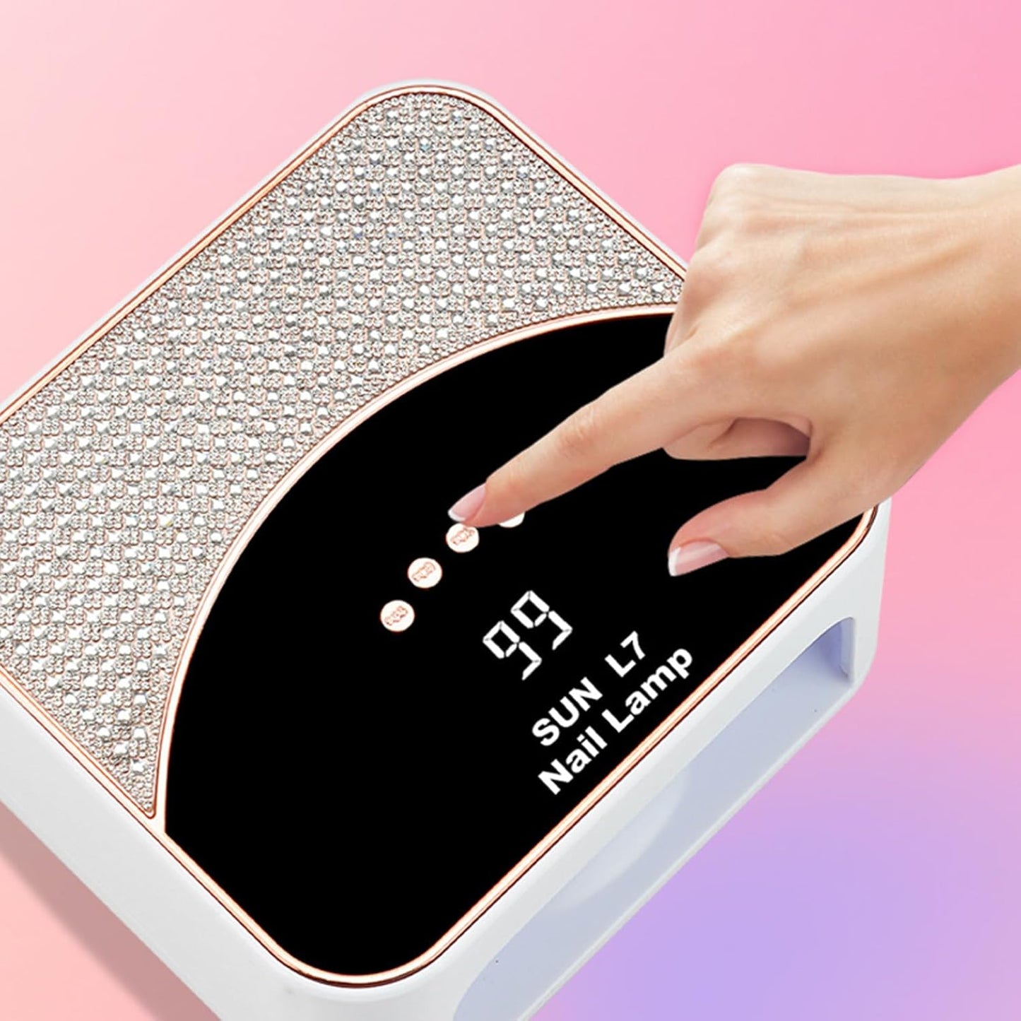 268W UV LED Nail Lamp, Gel Nail Light for Nail Polish UV Dryer with 4 Timers Professional Fast Curing Lamp Nail Art Tools with Rhinestone