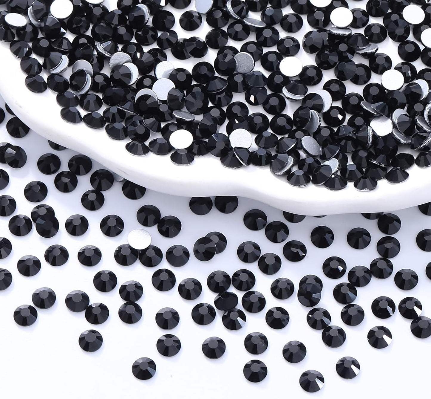 Black Flatback Rhinestones, Glass Rhinestones for Nail Art and Craft, Glue Fix, Loose Crystal Gemstones(Black, SS16, 1440pcs, 3.8-4.0mm)