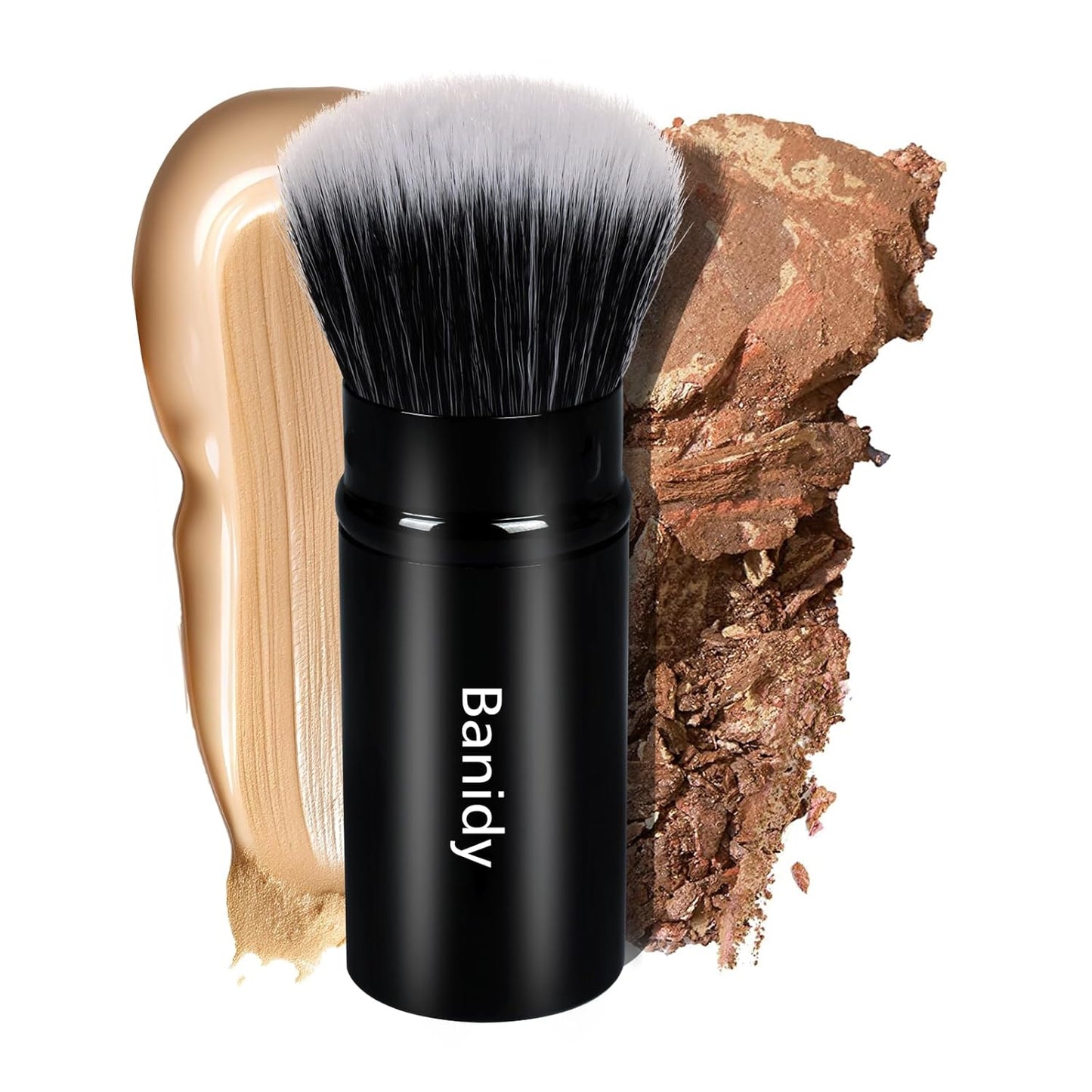 Makeup Brush Kabuki Face Brushes Retractable Travel Blush Kabuki Brush Portable Flawless for Foundation, Powder Blush, Bronzer, Buffing, Liquid, Cream, Cruelty Free with Cover