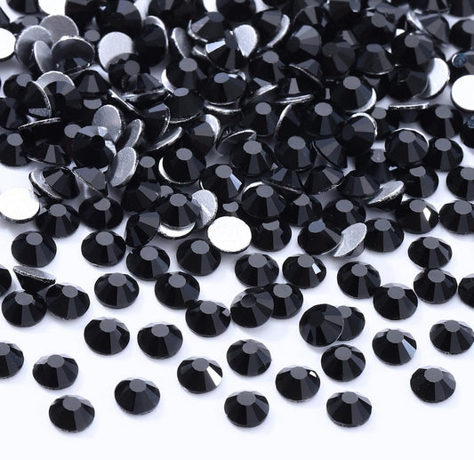 Black Flatback Rhinestones, Glass Rhinestones for Nail Art and Craft, Glue Fix, Loose Crystal Gemstones(Black, SS20, 2880pcs, 4.6-4.8mm)