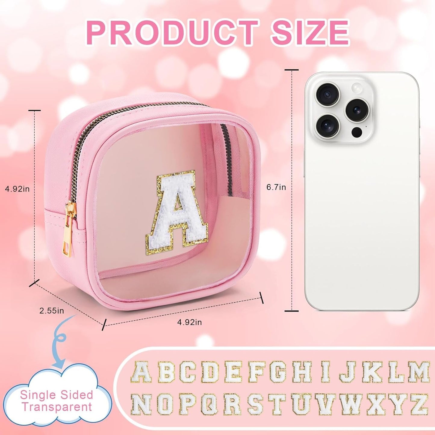 YOOLIFE Mini Makeup Bag | Clear Makeup Bag Toiletry Case | Travel Transparent Cosmetic Bag | Portable Make Up Organizer | Small Cosmetic Bag for Purse | Teacher Daughter Gifts | Pink D