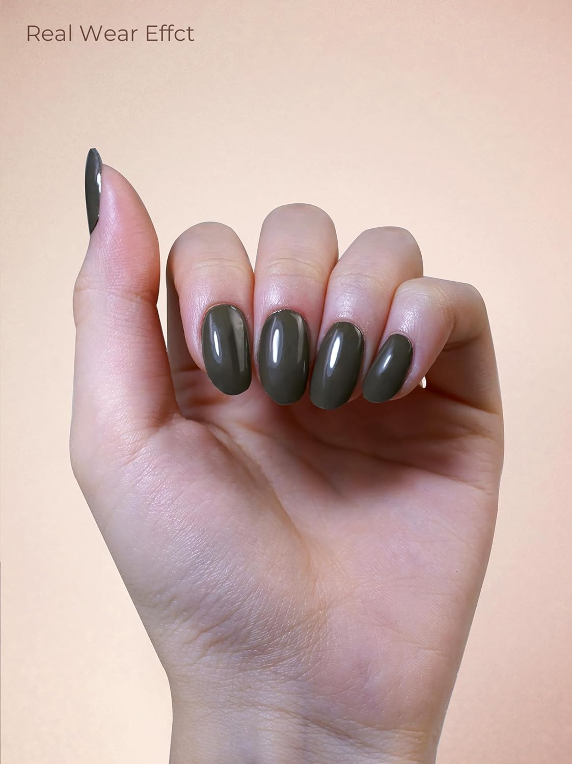 Pre Cured Gel Nail Strips - 44PCS Salon Quality Gel Nail Stickers - Long Lasting Polish Wraps for Women no UV Light Needed Easy Apply& Remove (Fern Brown)