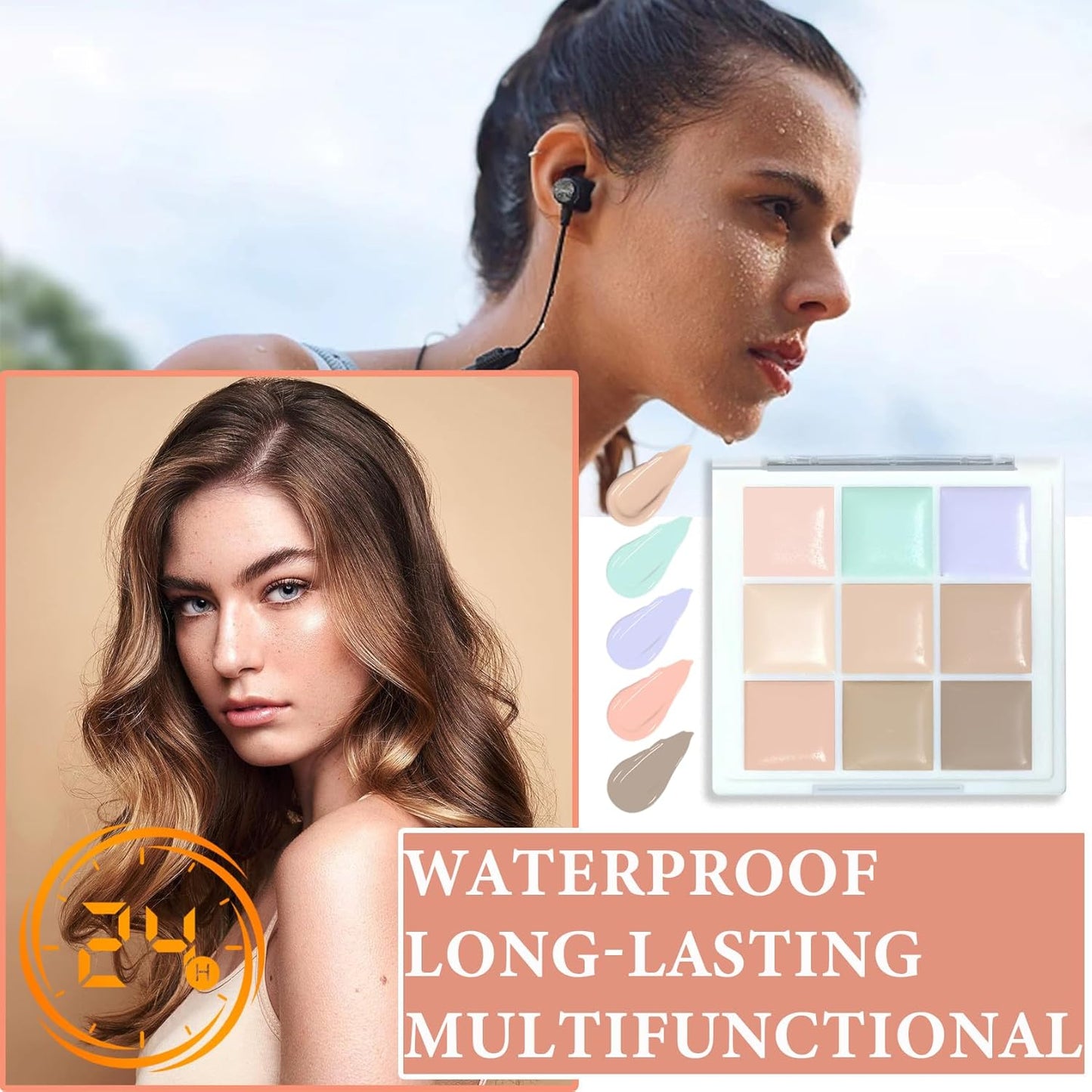 9 Colors Concealer Contour Palette,Correcting Concealer Makeup Palette 9 In 1 Contouring Foundation Cream Contour Palette for Redness,Dark Circles,Blemish,Acne(04#)