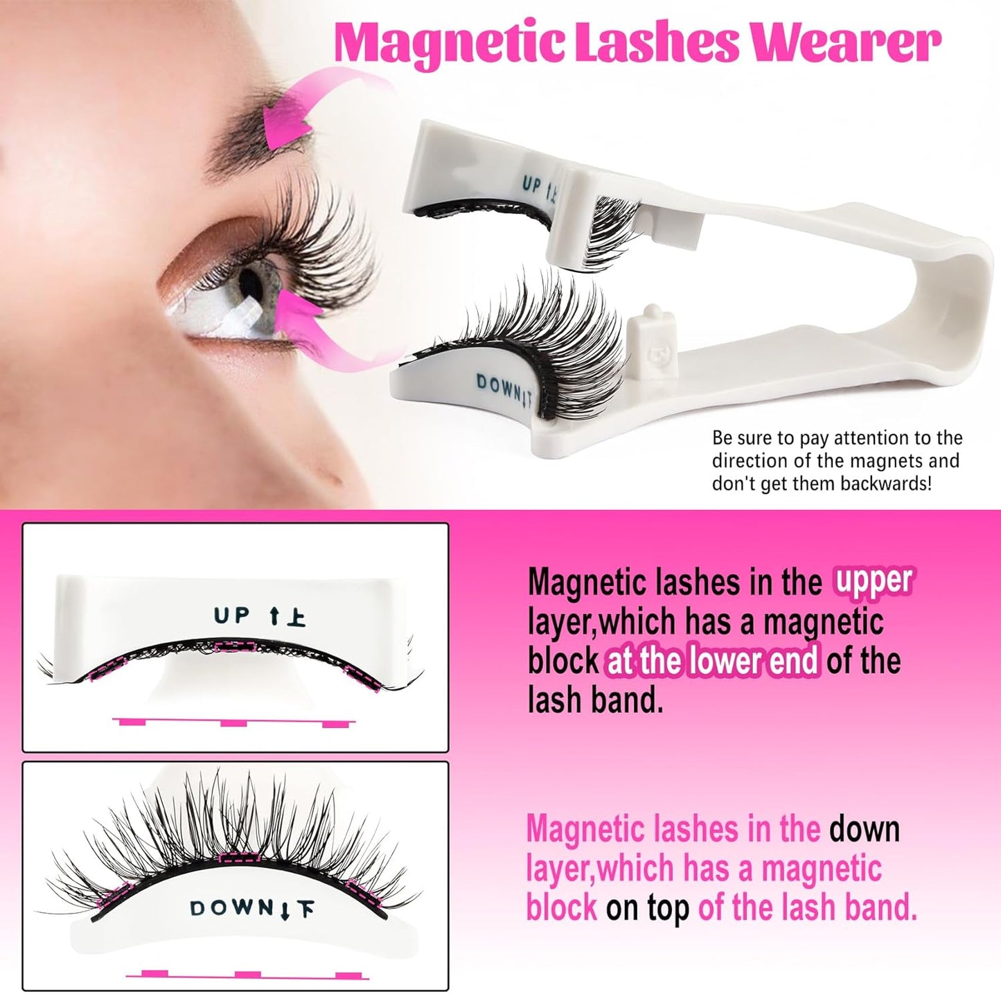 Veleasha Magnetic Eyelashes Manga Lashes Cat Eye Lash Magnetic Lashes with Applicator Natural Look Reusable No Glue Easy to Apply & Remove Spiky False Eyelashes Lash Wispy (Flash)