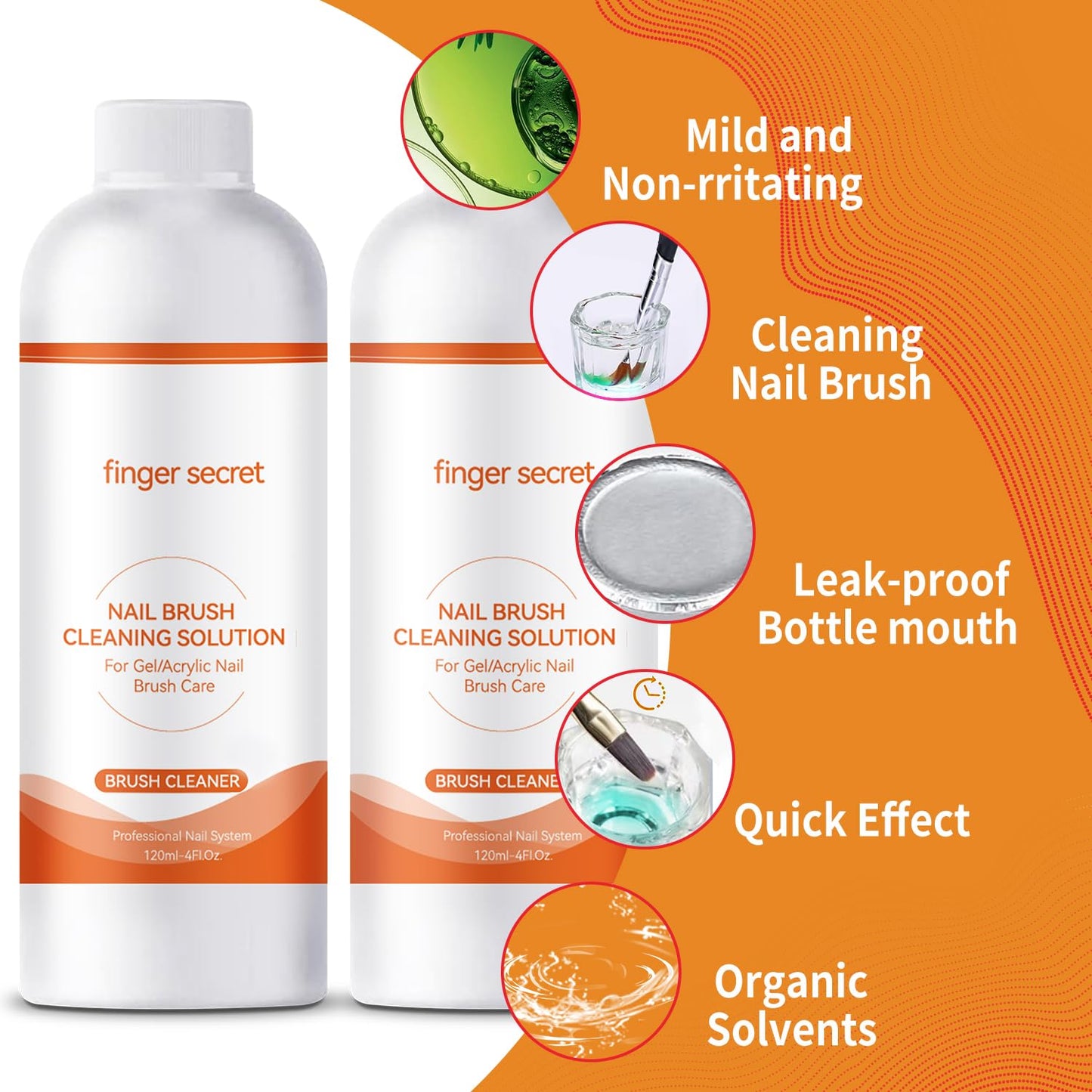 Nail Brush Cleaner 2 packs Nail Brush Cleaner for Gel Polish Nail Brush Cleaner Liquid for Acrylic with Glass Cup Nail Cleaning pads for DIY Salon at Home 8 Fl.Oz