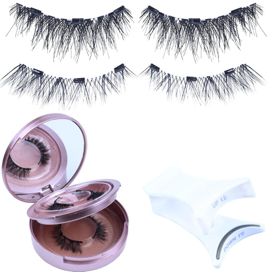 LAUBESS Magnetic Eyelashes with Applicator 2 Pair No Glue Needed Natural Look Magnetic Lashes Easy to Wear and Remove(L06/L08)