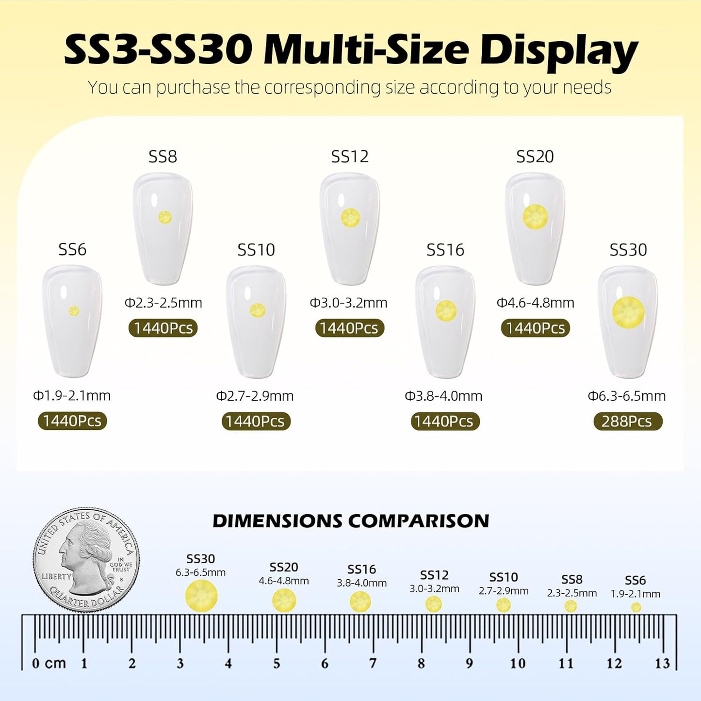 Mocha Citrine Flatback Rhinestones, Glass Rhinestones for Nail Art and Craft, Glue Fix, Loose Crystal Gemstones(Mocha Citrine, SS30, 288pcs, 6.4-6.6mm)