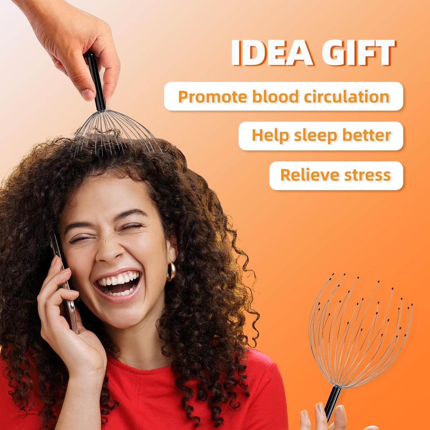 YEZY Head Massager 28 Fingers Head Scratcher Scalp Massager, Back Scratcher, Stocking Stuffers for Scalp Massage Back Massage (Black)