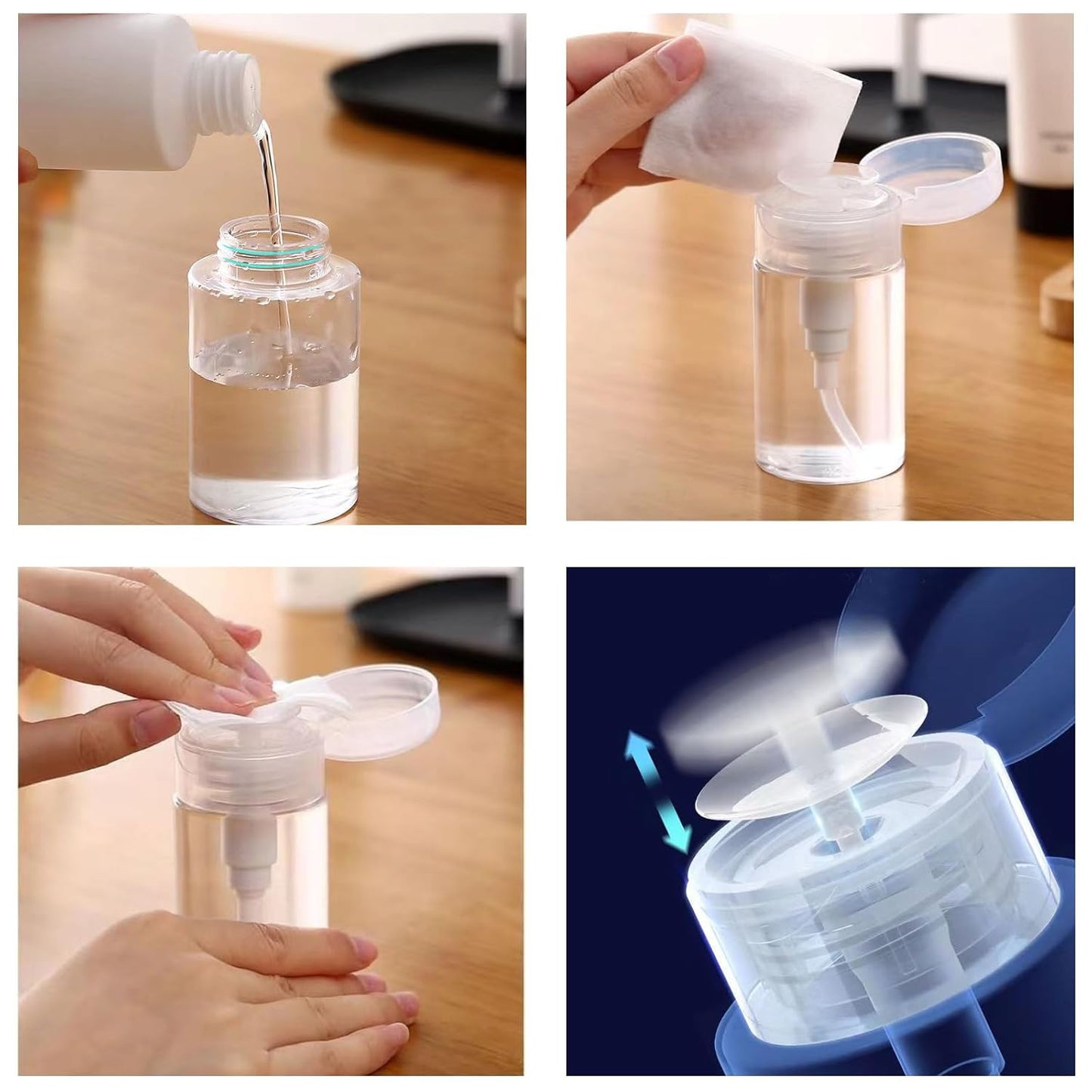 Gel Nail Polish Remover Kit with 10pcs Pink Nail Polish Remover Clips Cap, Dispenser Bottle,Gel Polish Cuticle Pusher, 400 PCS Cotton Pads, Handle Brushes, Nail File, Buffer Block