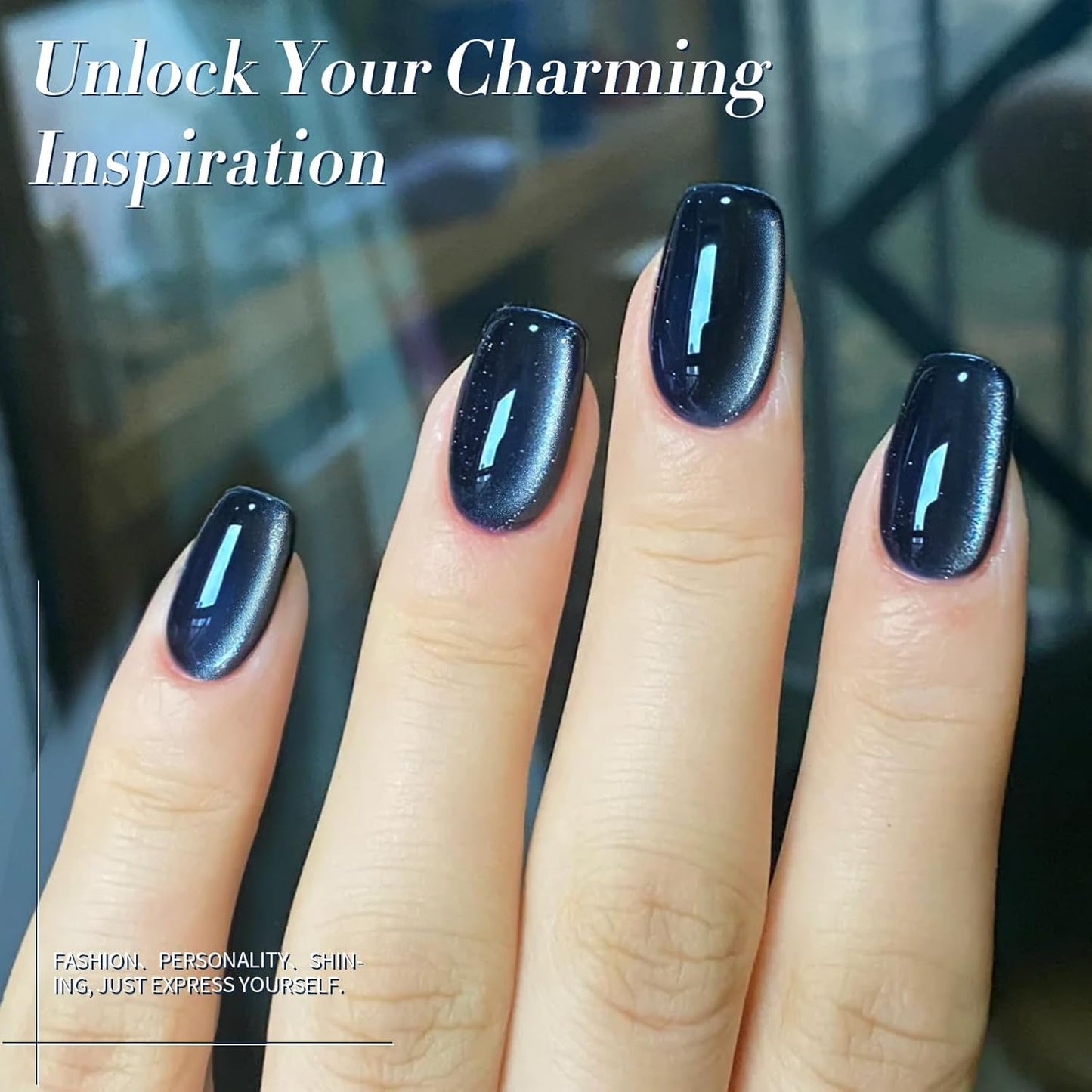 Born Pretty Cat Magnetic Eye Gel Nail Polish,Dark Blue Magnetic Gel Polish Nightscape Cat Magnetic Eye Gel Manicure Nail Art DIY 15ml