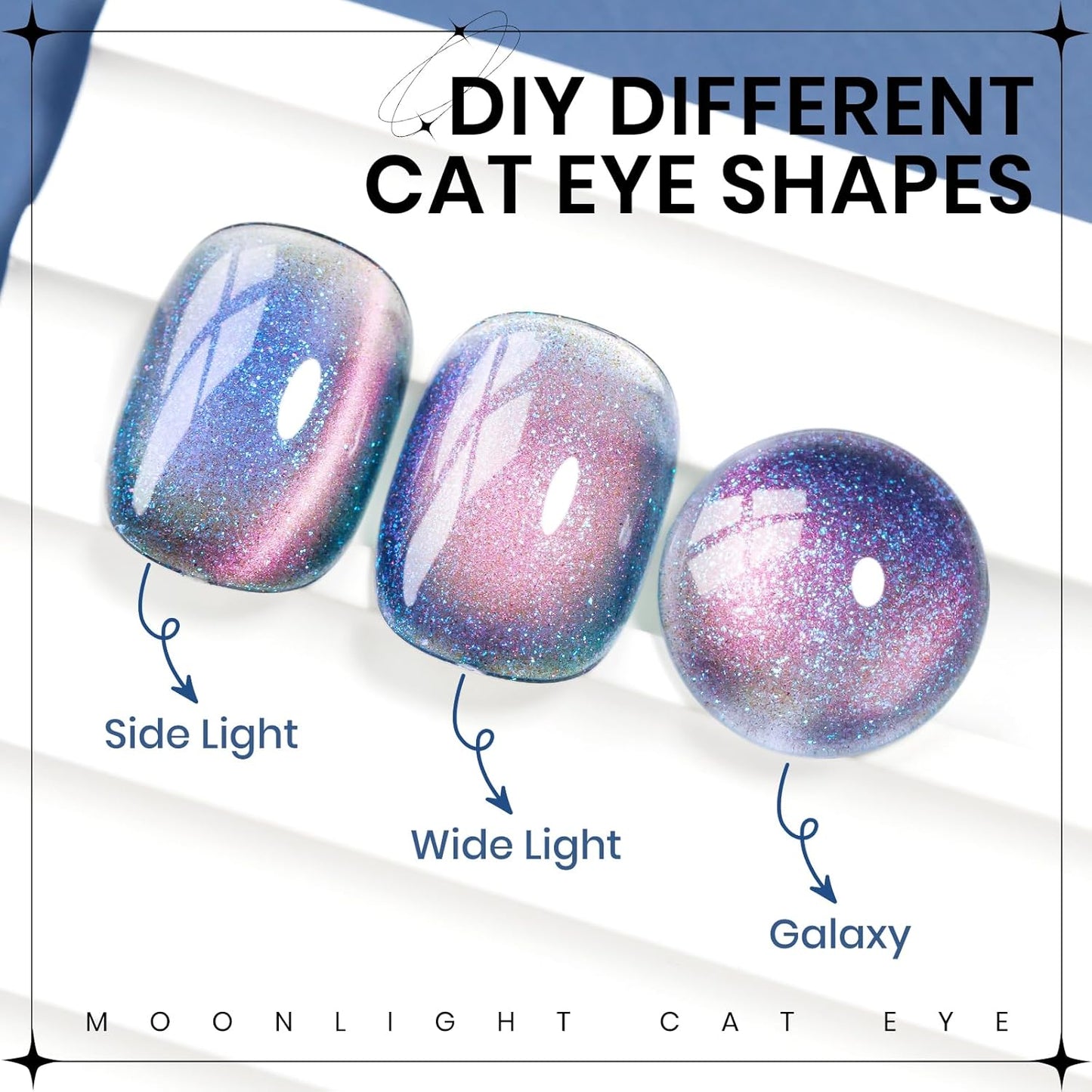 9D CatEye Gel Nail Polish Holographic Blue Aurora Magnetic Cat Eye Gel Reflective Glitter Shimmer Effect with Magnet Soak Off Salon DIY at Home