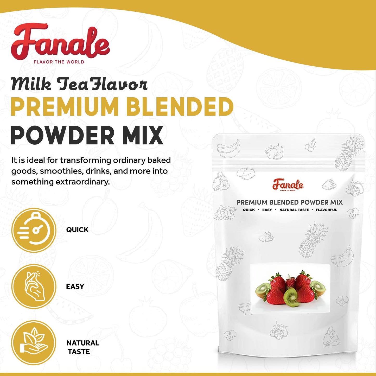 Fanale Premium Milk Tea Flavoring Powder | Perfect for Baking, Smoothies, Desserts and Drinks | Instant Flavoring Powder for Boba Milk Tea - 2.2 Pounds (Pack of 20)