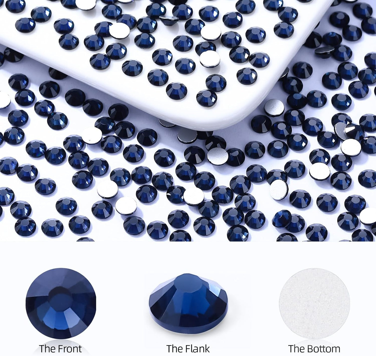 Montana Flatback Rhinestones, Glass Rhinestones for Nail Art and Craft, Glue Fix, Loose Crystal Gemstones(Montana, SS4, 1440pcs, 1.5-1.7mm)