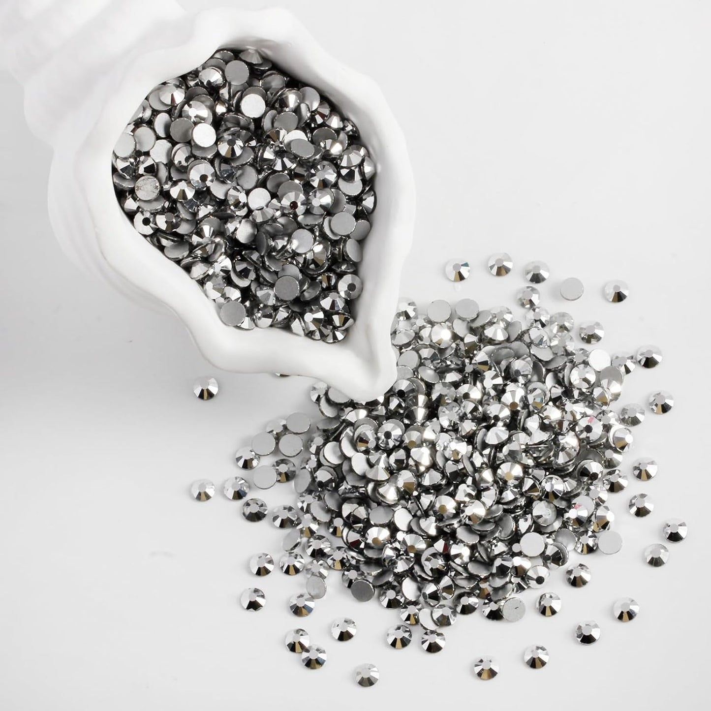 3000 PCS SS10 Flatback Rhinestones,12-Facet Diamond-Cut Glass Gems for Nail Art,Clothing,DIY Crafts,Glue-On Decoration Stones with Silver Backing,Silver Hematite