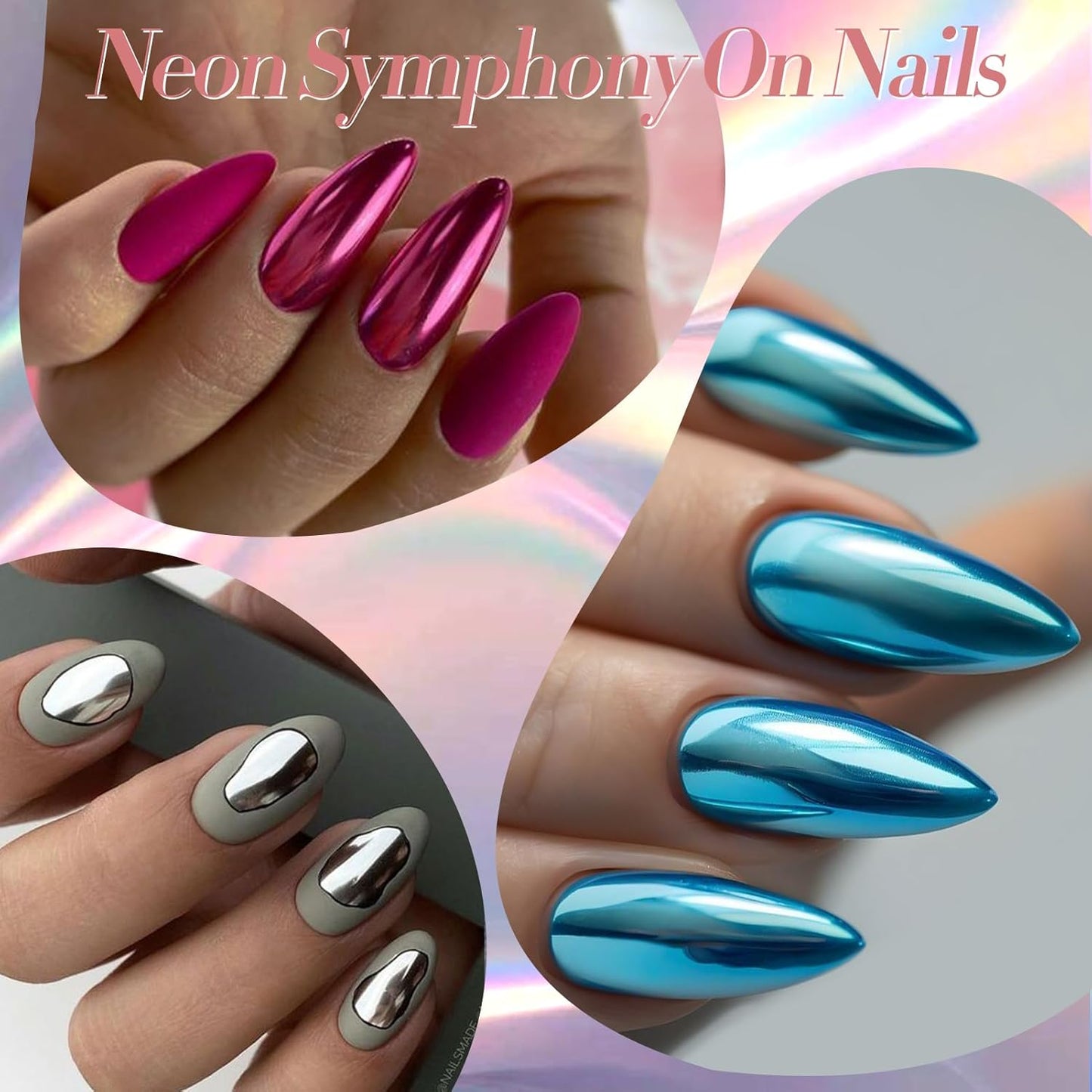 Born Pretty Metallic Nail Polish Set, 15 Colors Metallic Mirror Quick Dry Nail Polish Red Pink Gold Silver Purple Chrome Holographic Regular Nail Polish Nail Lacquer Fingernail Glossy Nail Polish Set