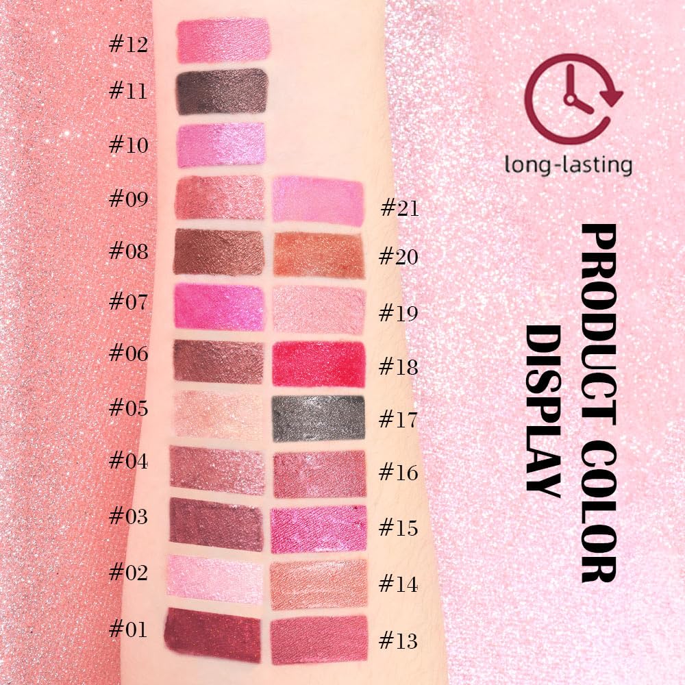 Kaely 2-in-1 Hot Pink Metallic Lipstick and Lip Liner, Shimmer Liquid Metallic Lipsticks for Women, Glitter Lip Gloss Stain Long Lasting Waterproof Smudge Proof 24 Hour, Vegan Makeup, 07