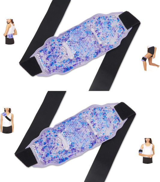 Premium Hot Cold Gel Bead Ice Packs by FOMI Care | 2 Pack | Cool Compress for Lower Back, Shoulder, Knee, Bicep, Stomach | Coccyx, Sciatica, Tailbone Pain Relief | Flexible, Reusable Heating Pad