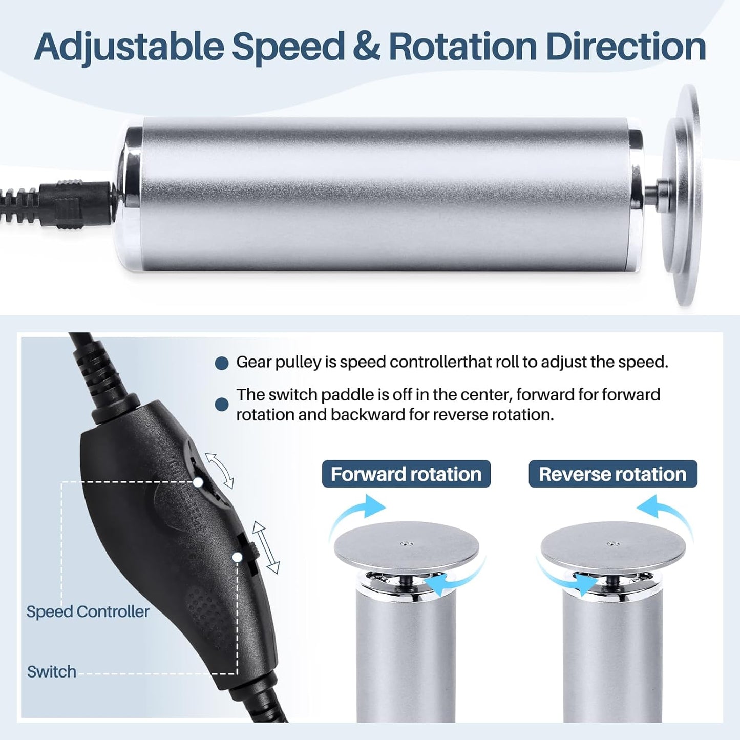 Electric Foot File Remover Callus: Profesional Pedicure Tool for Foot Sander - Summer Adjustable Speed Feet File Grinder for Skin and Calluses - 60 Pcs Replacement Sandpaper Disk for Home Spa Salon