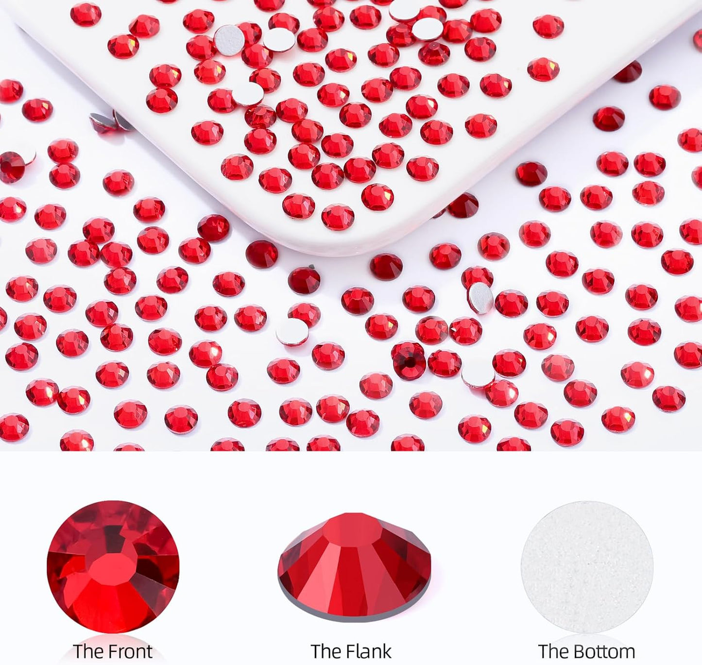 Red Flatback Rhinestones, Glass Rhinestones for Nail Art and Craft, Glue Fix, Loose Crystal Gemstones(Red, SS20, 2880pcs, 4.6-4.8mm)