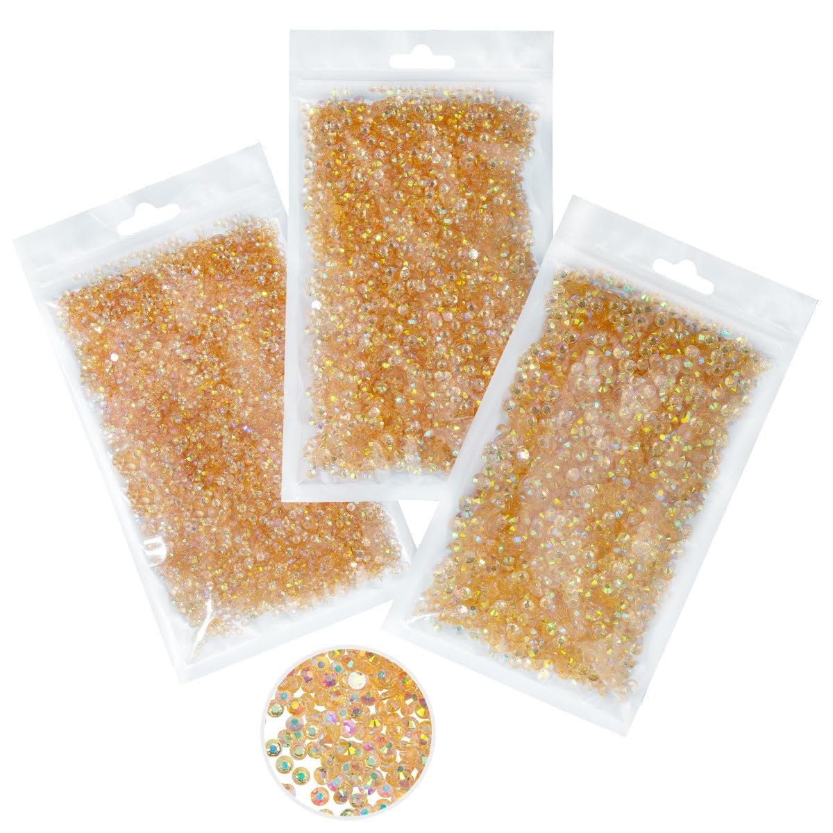 16000PCS Light Champagne AB Resin Rhinestones for Crafting 3mm 4mm 5mm Jelly Stones Bulk SS10 SS16 SS20 Diamonds Crystals Gems Charms for Nails Face Eyes Makeup Tumblers Bottles Crafts Clothes