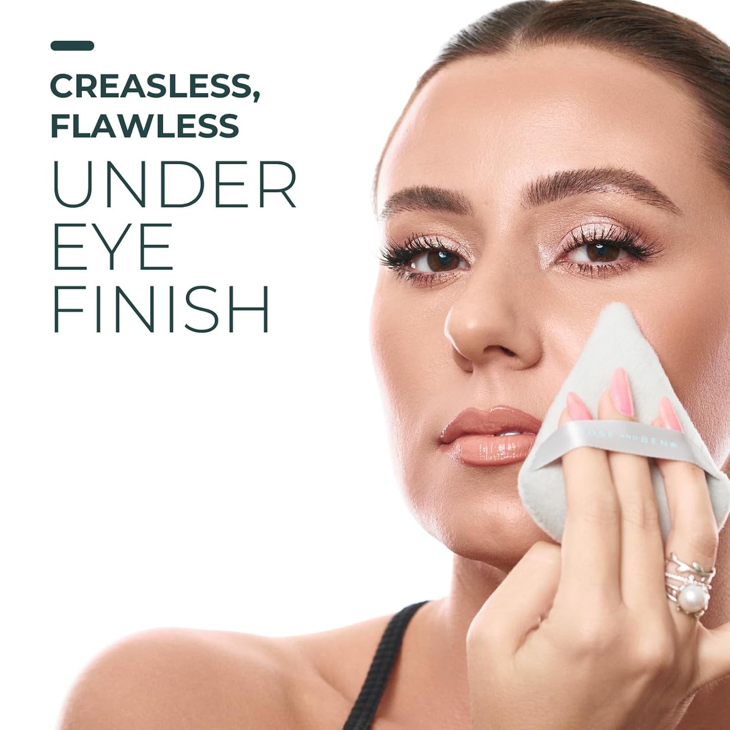 Rose and Ben Beauty Setting Puff | Flawless Undereye Concealer & Powder Application | Professional Makeup Blending Puff - Set of Two