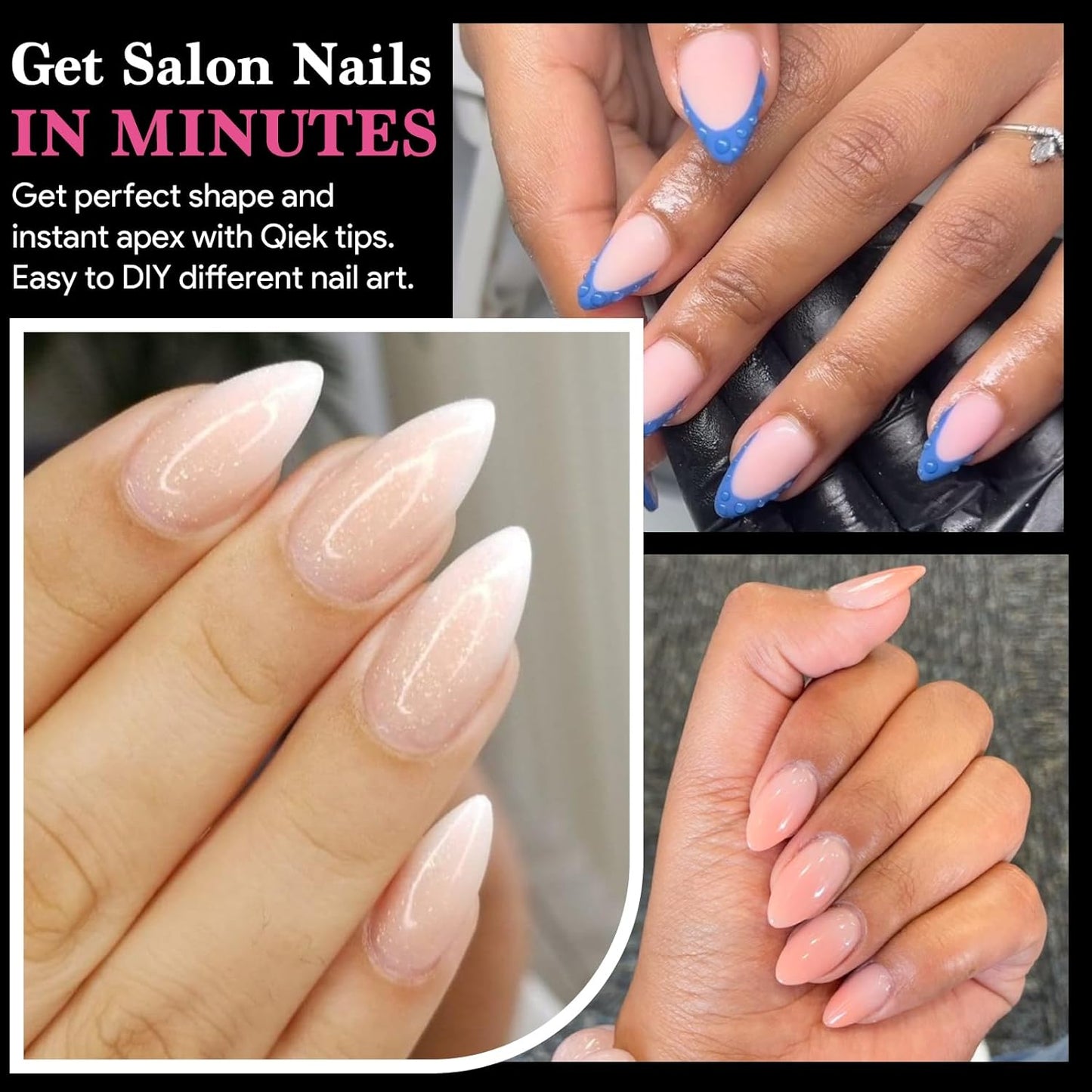 Short Water-drop False Nail Tips, 15 Sizes 510 PCS Clear Soft Press On Fake Nail Pre-shaped Half Matte Full Cover Gel Nail Tips Extensions Strong Long Lasting for DIY Beginners & Salon Manicure