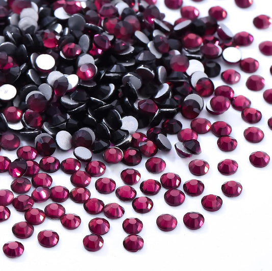 Purple Flatback Rhinestones, Glass Rhinestones for Nail Art and Craft, Glue Fix, Loose Crystal Gemstones(Purple, SS6, 1440pcs, 1.9-2.0mm)