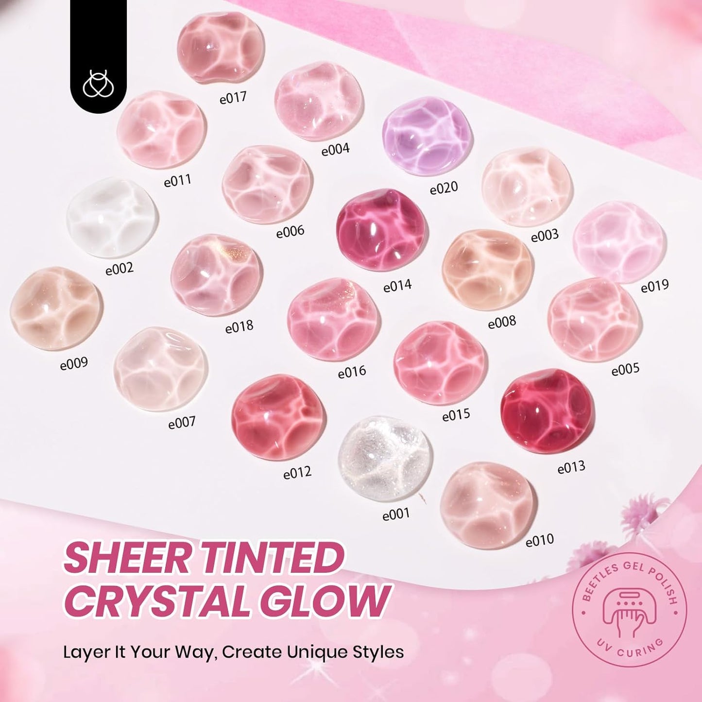 Beetles Nude Pink Gel Nail Polish Set - 25PCS 20 Colors Neutral Jelly Pink Sheer Milky White Gel Nail Kit Soak Off UV with Base Glossy Matte Top Coat Pearls Rhinestones Nail Charms Gift for Women