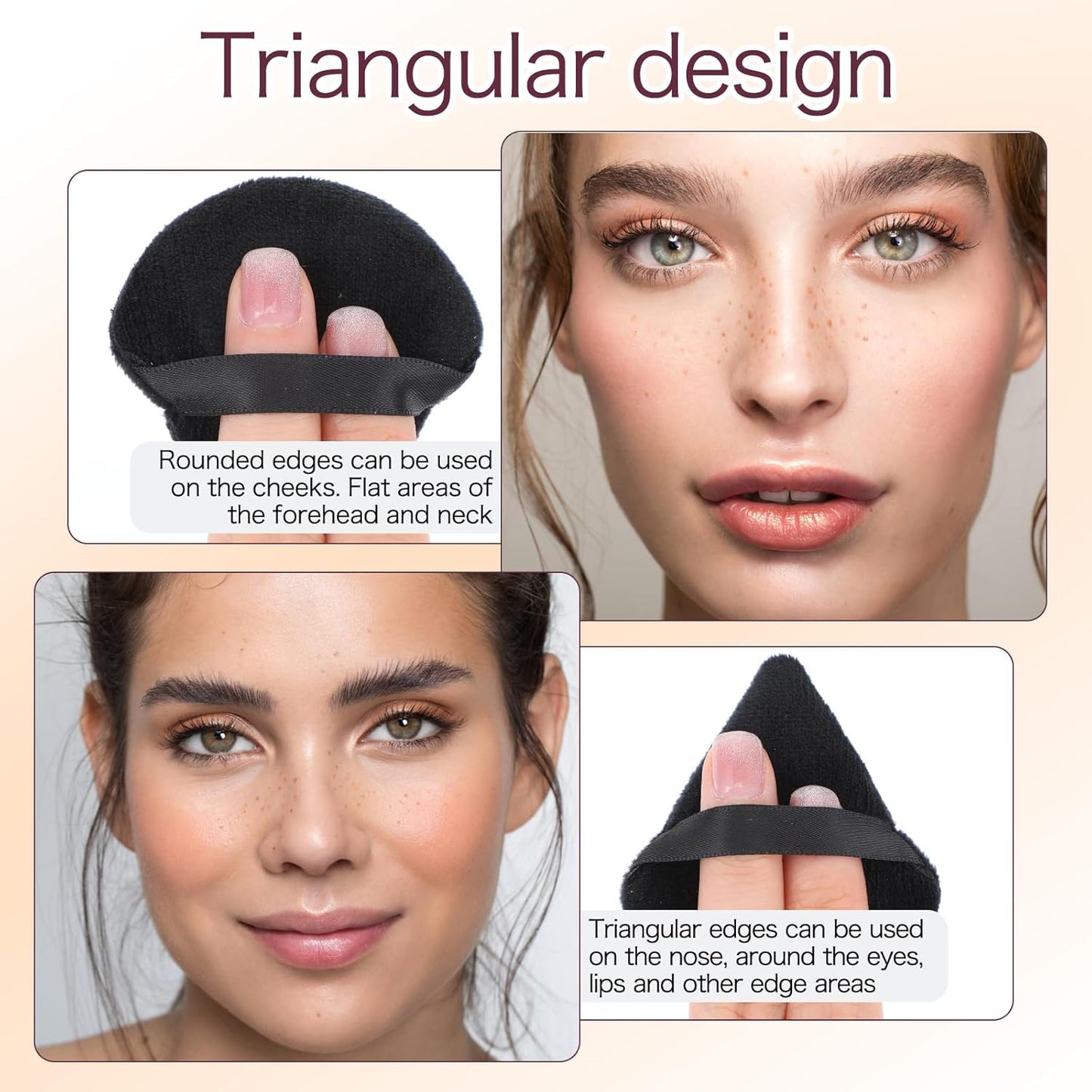 150Pcs Powder Puff Soft Makeup Puff for Loose Velour Triangle Powder Sponges for Setting Face Cosmetic Wet Dry Foundation Makeup Tools (Black)