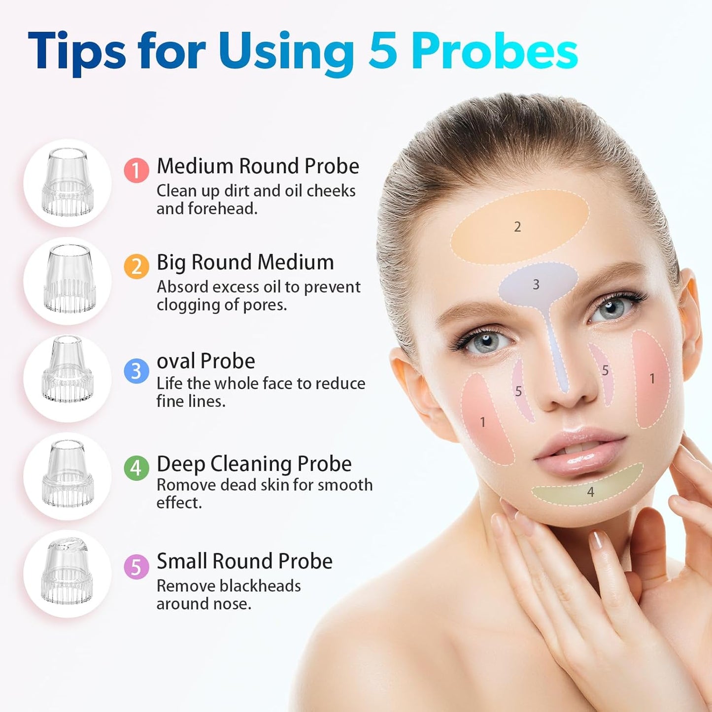 Blackhead Remover Pore Vacuum Upgraded Facial Pore Cleaner Electric Comedone Whitehead Extractor Tool-5 Suction Power,5 Probes,USB Rechargeable