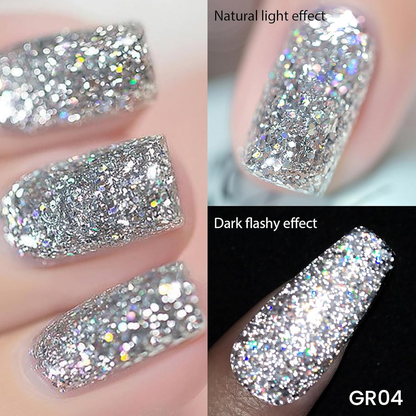 Born Pretty Glitter Gel Nail Polish, 6 Colors, Sparkle, Shiny, Disco Shine, UV Gel Nail Art Varnish, Manicure, DIY