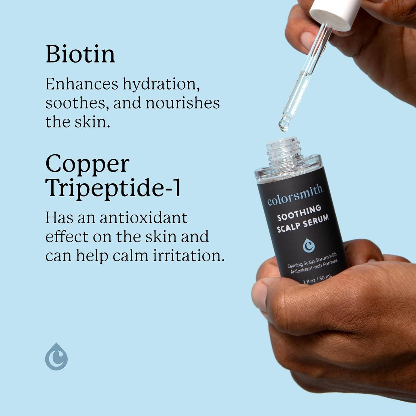 Soothing Scalp Serum, Biotin and Copper Tripeptide Formula, Antioxidant-Rich, 1 fl oz