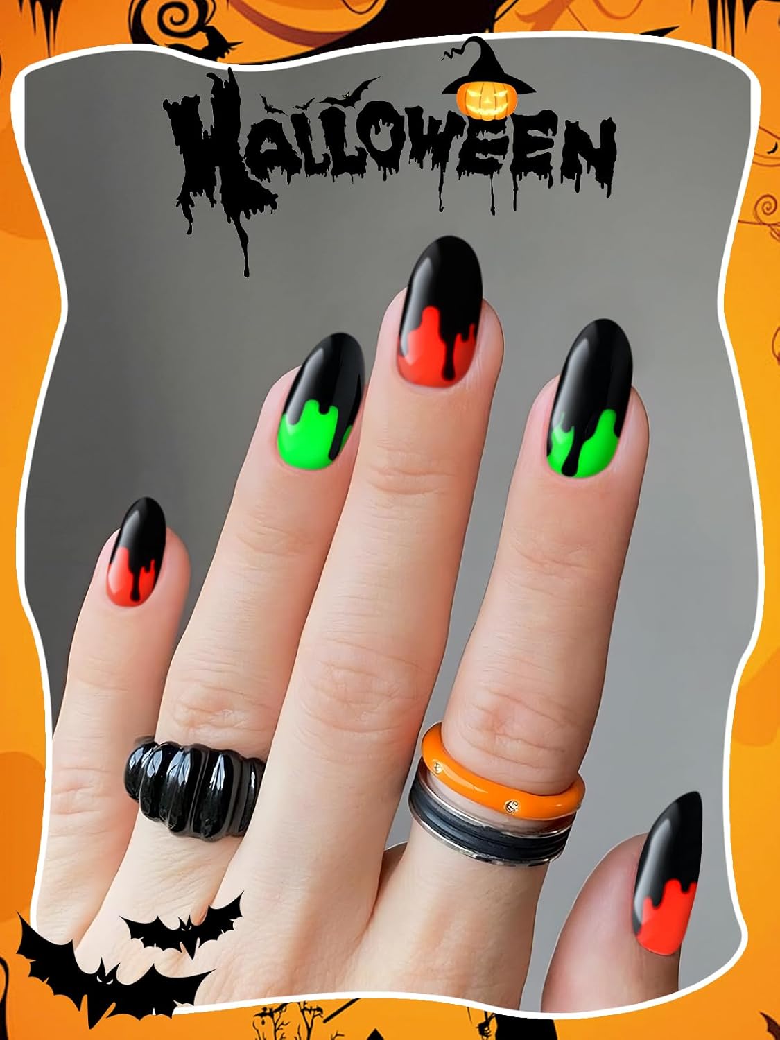 EBANKU 24Pcs Semi-Cured Gel Nail Strips, Halloween Y2K Nail Gel Polish Strips Real Nail Polish Art Stickers Wraps Easy Apply for Salon-Quality Manicure with Nails File and Nails Stick (Spooky Blood)