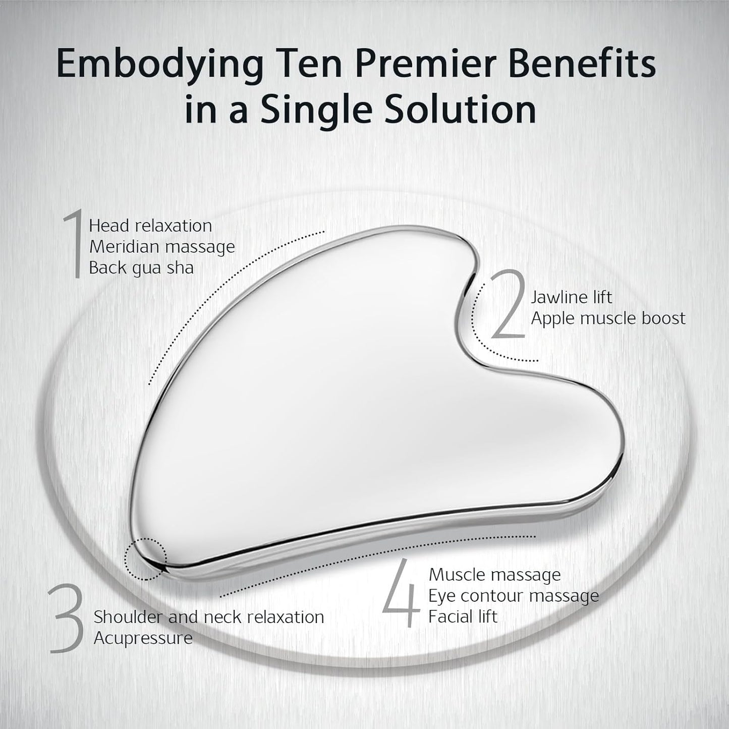 Daubigny Stainless Steel Gua Sha Facial Tools Guasha for Face Metal Gua Sha Tighten Skin Massage Guasha Beauty Tool for Body Eyes Neck Massager with Travel Pouch Skin Care Gifts (Silver)