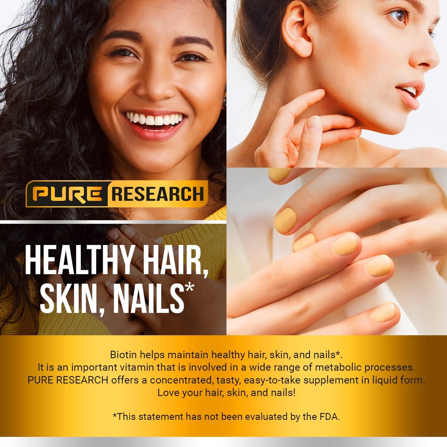 Liquid Biotin & Collagen Hair Growth Drops 60,000mcg - Biotin and Liquid Collagen Supplement for Men & Women - Glowing Skin Support, Healthy Hair & Nail Growth - 2oz