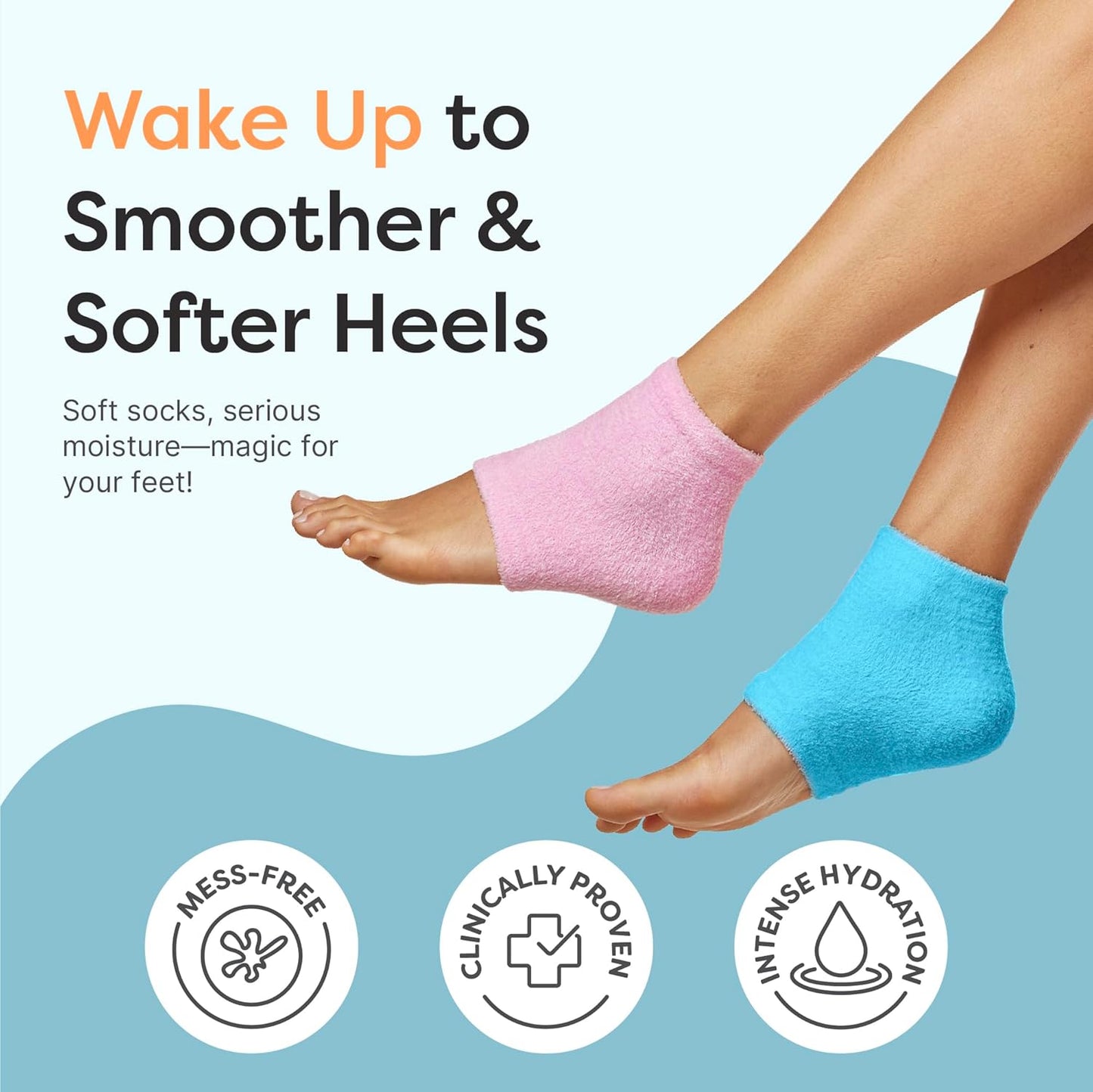 ZenToes Moisturizing Fuzzy Sleep Socks with Vitamin E, Olive Oil and Jojoba Seed Oil to Soften and Hydrate Dry Cracked Heels (Regular, Blue and Pink)