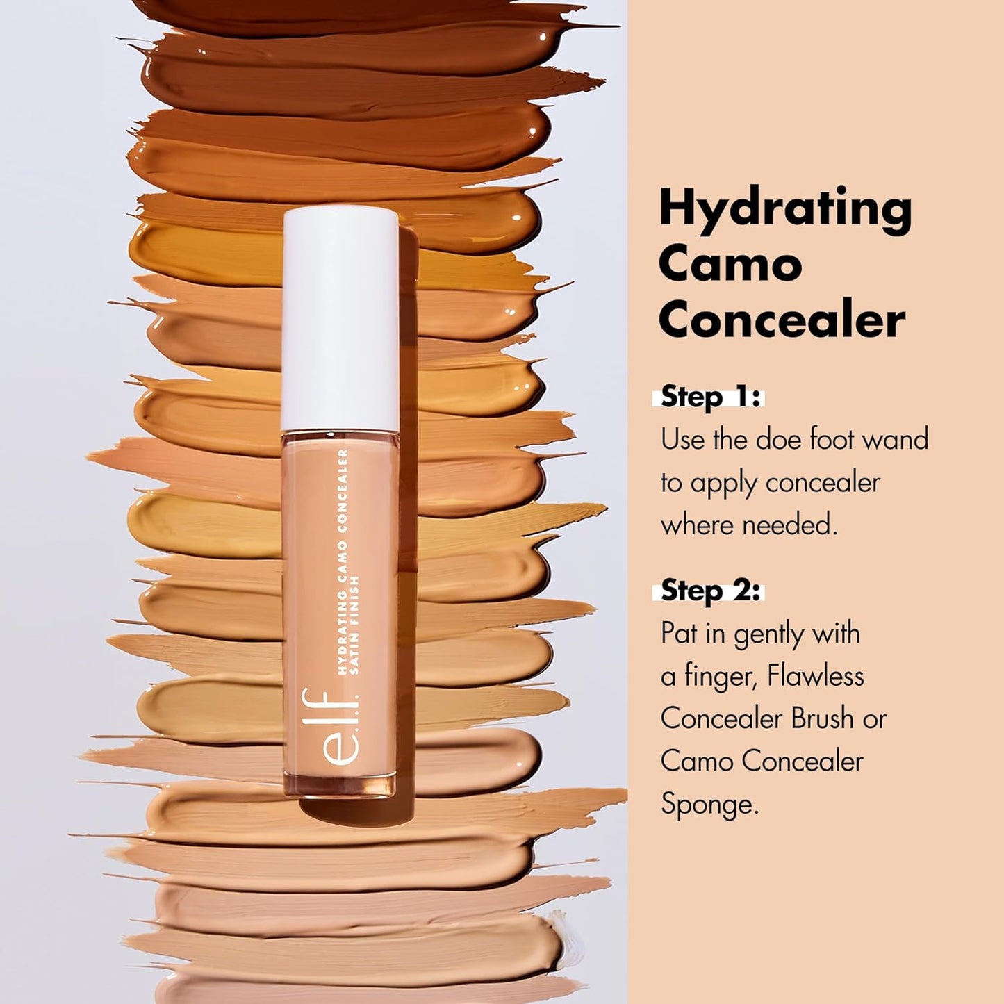 e.l.f. Hydrating Camo Concealer, Covers Blemishes & Under-Eye Circles, Full-Coverage & Delivers A Satin Finish, Vegan & Cruelty-Free, Fair Warm