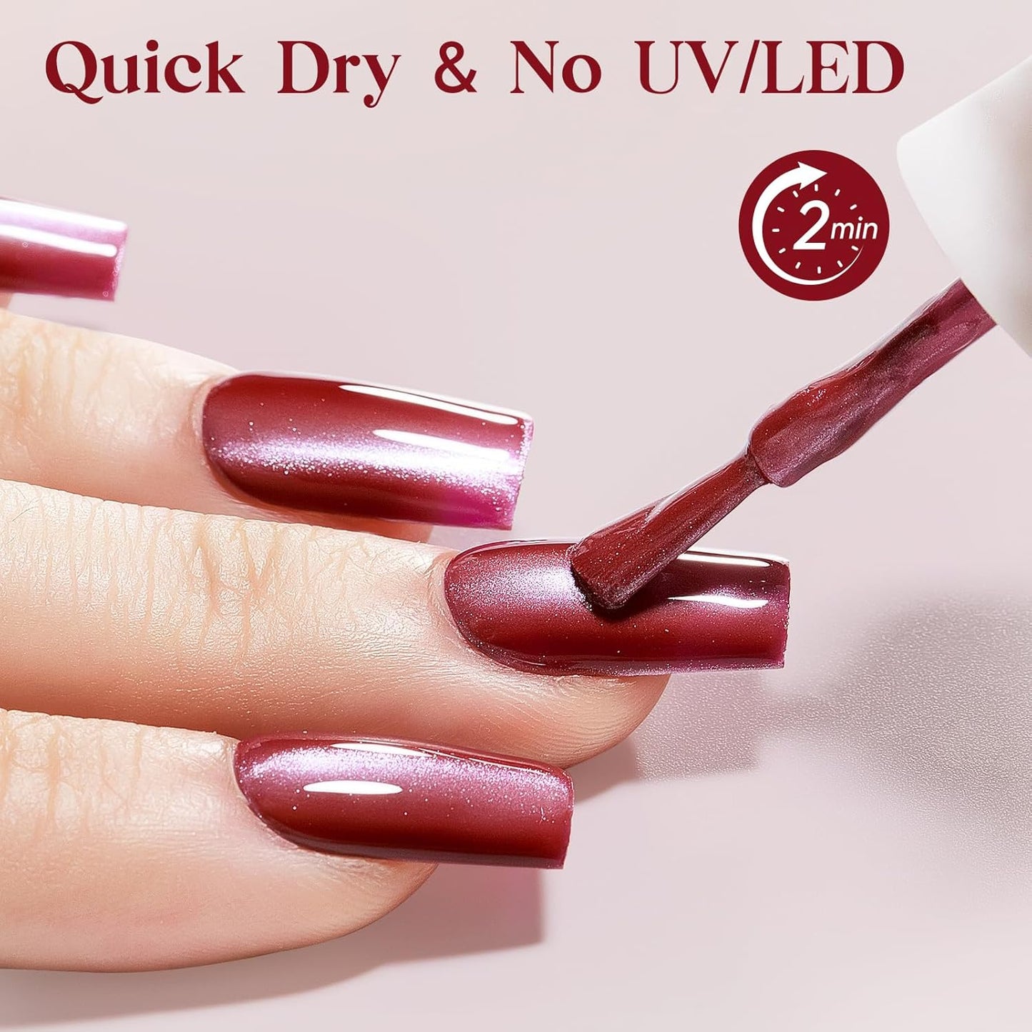 MIZHSE Quick Dry Cat Eye Nail Polish, Red Magnetic Nail Polish with Magnet, Air Dry Fast Nail Lacquer Non-Gel 15ml Cateye Polish for Women Girls Manicure DIY Home