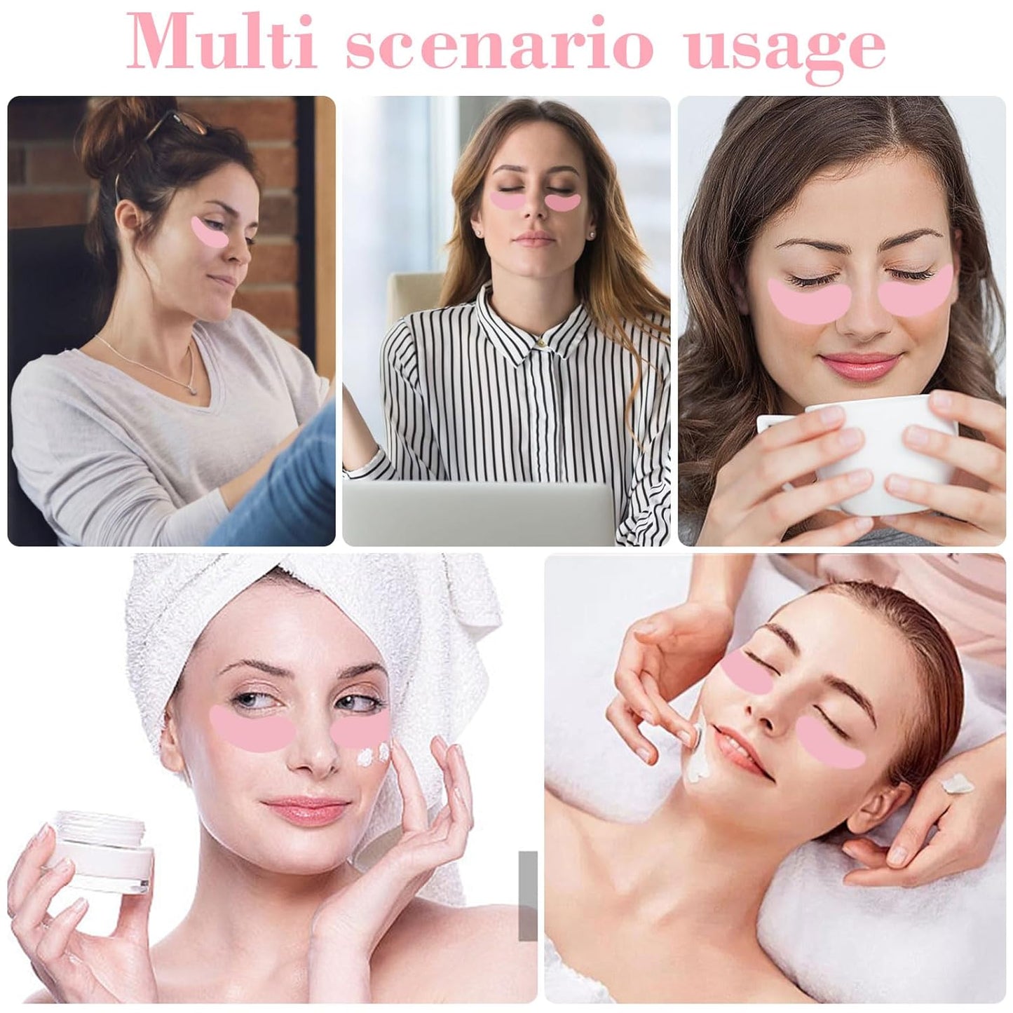 Under Eye Patches Silicone - 2 Pcs Reusable Eye Patches, Eye Patches Plump Fine Lines & Wrinkles with Metal Eye Cream Applicator, Tin Case