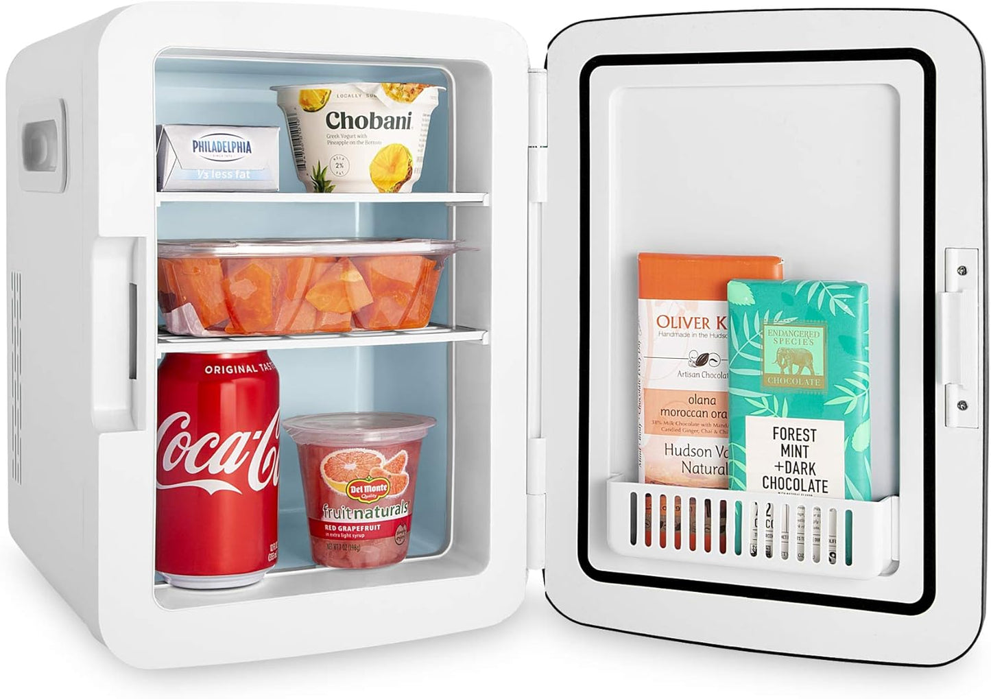 Cooluli 10L Mini Fridge for Bedroom - Car, Office Desk & College Dorm Room - 12V Portable Cooler & Warmer for Food, Drinks, Skincare, Beauty, Makeup & Cosmetics - AC/DC Small Refrigerator (White)