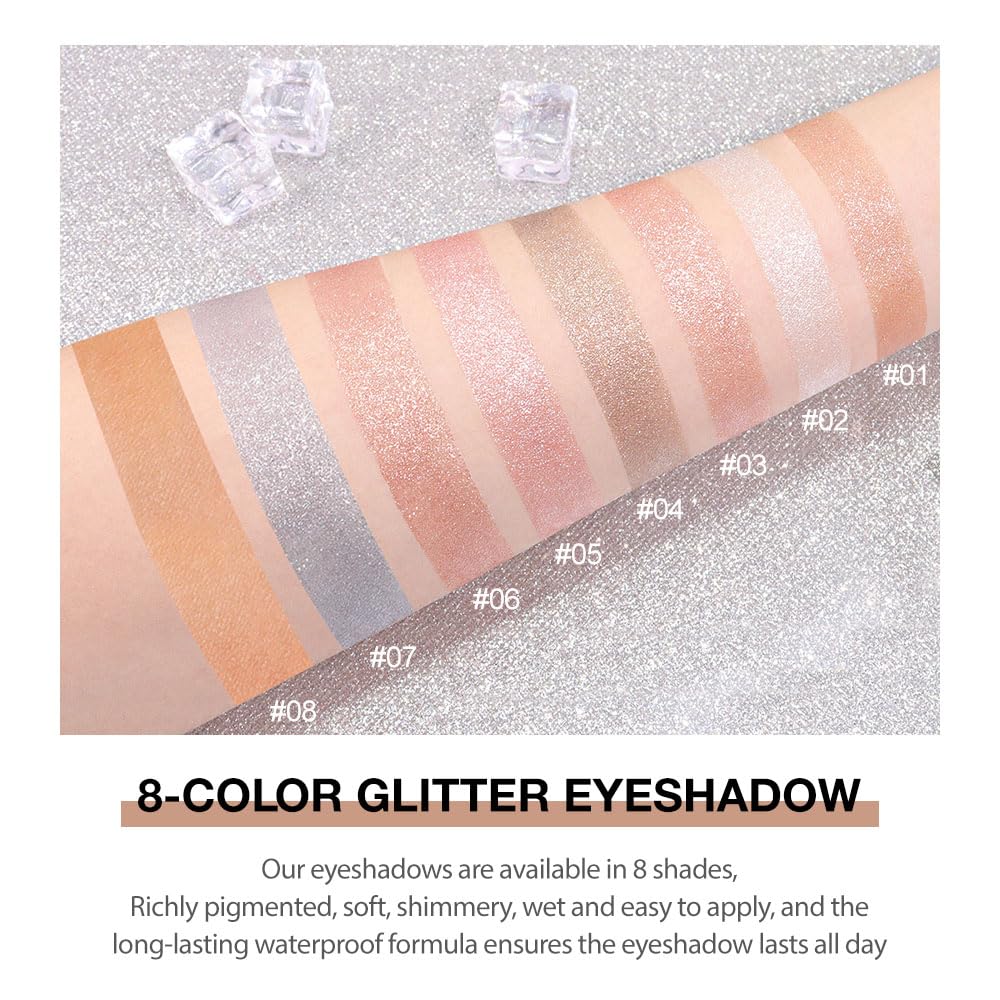 Glitter Shimmer Sparkle Eye Shadow Palette Makeup for Women, Shimmer Blue Glitter Metallic Holographic Iridescent Cream Iridescent Single Monochrome Eyeshadow Makeup