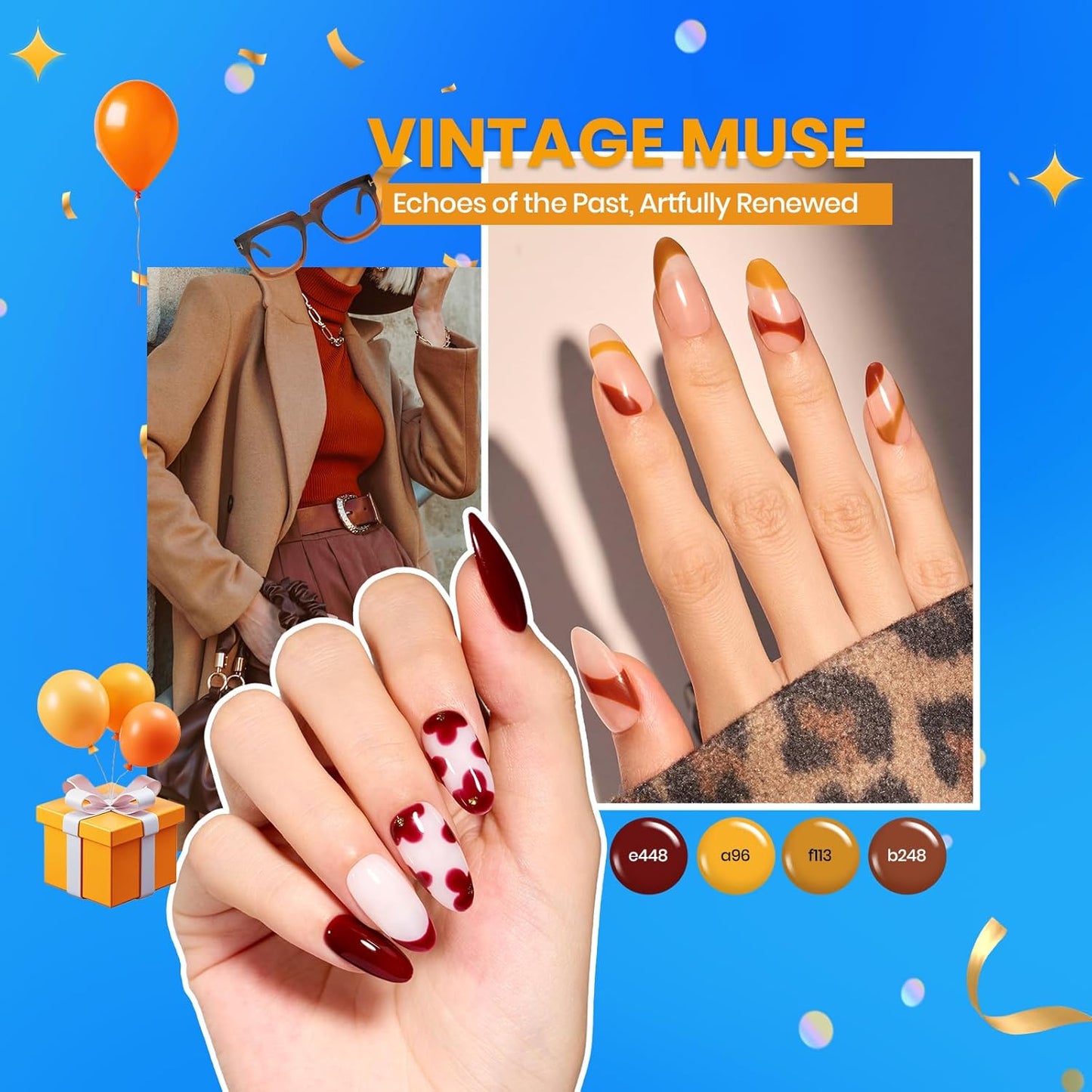 Beetles Gel Nail Polish Set 60 Colors Fall Uv Gel Polish Kit Jelly Brown Glitter Nude Pink White Red Blue Green Color Nail Polish Base &Glossy Matte Top Coat Gift for Her Women